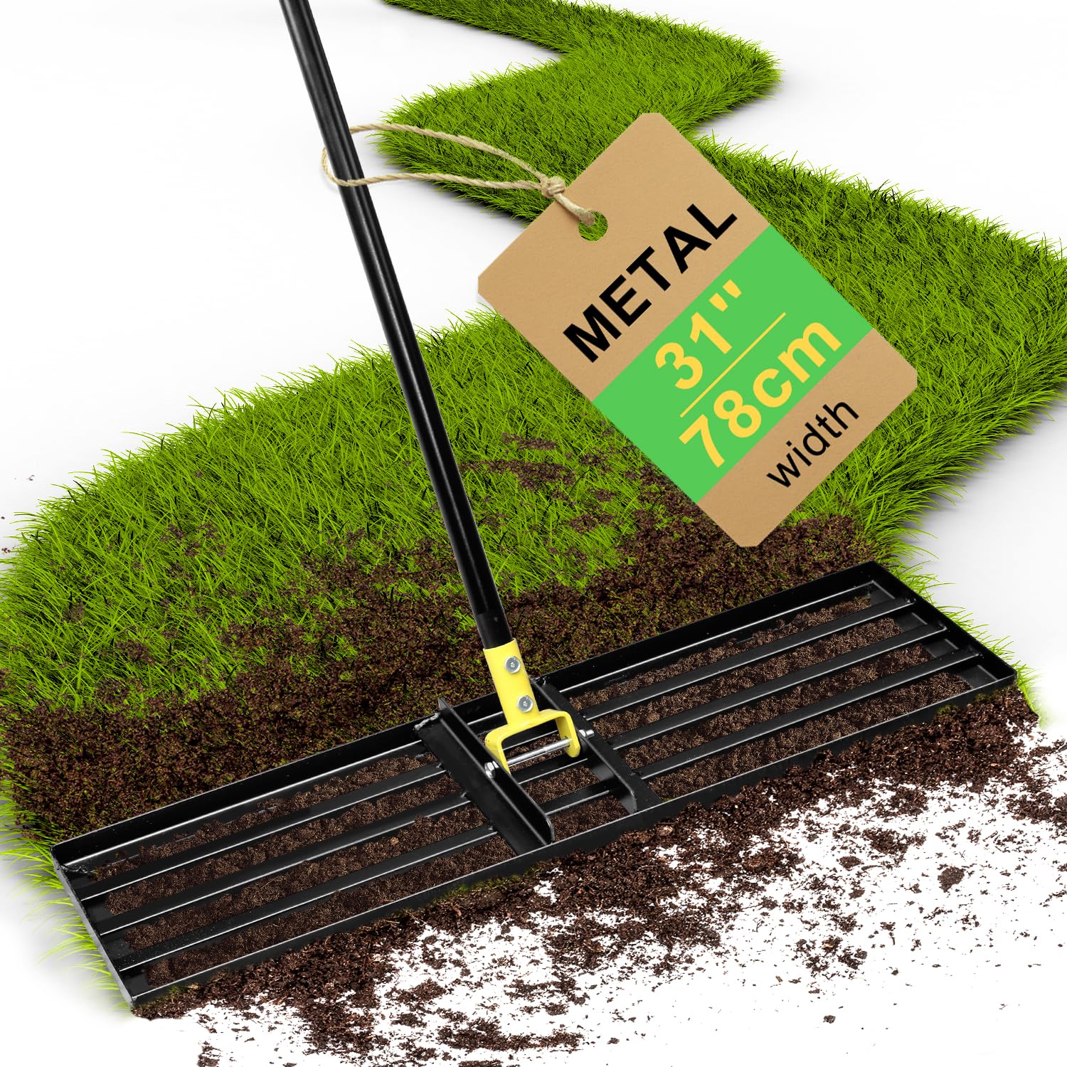 Lawn Levelling Rake - 80cm with 183cm Handle