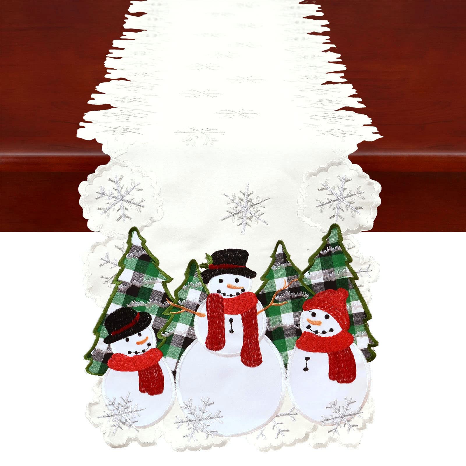 Simhomsen Snowmen, Snowflakes and Holly Tree Table Embroidered (13 68-image-c9845769-bf31-40d8-921c-52bde2bfd973-57065