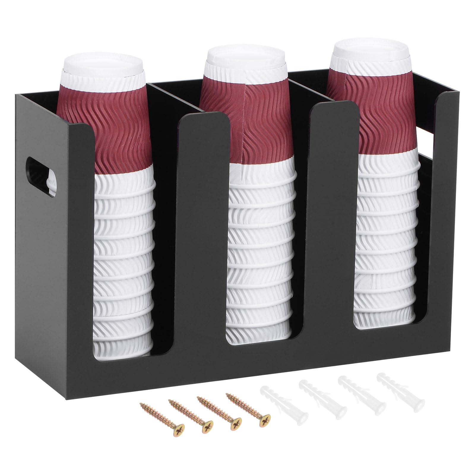 Coffee Cup & Lid Dispenser - 3 Compartment Black-image-af54afa0-79e7-4f88-838f-81297872ba7e-85559