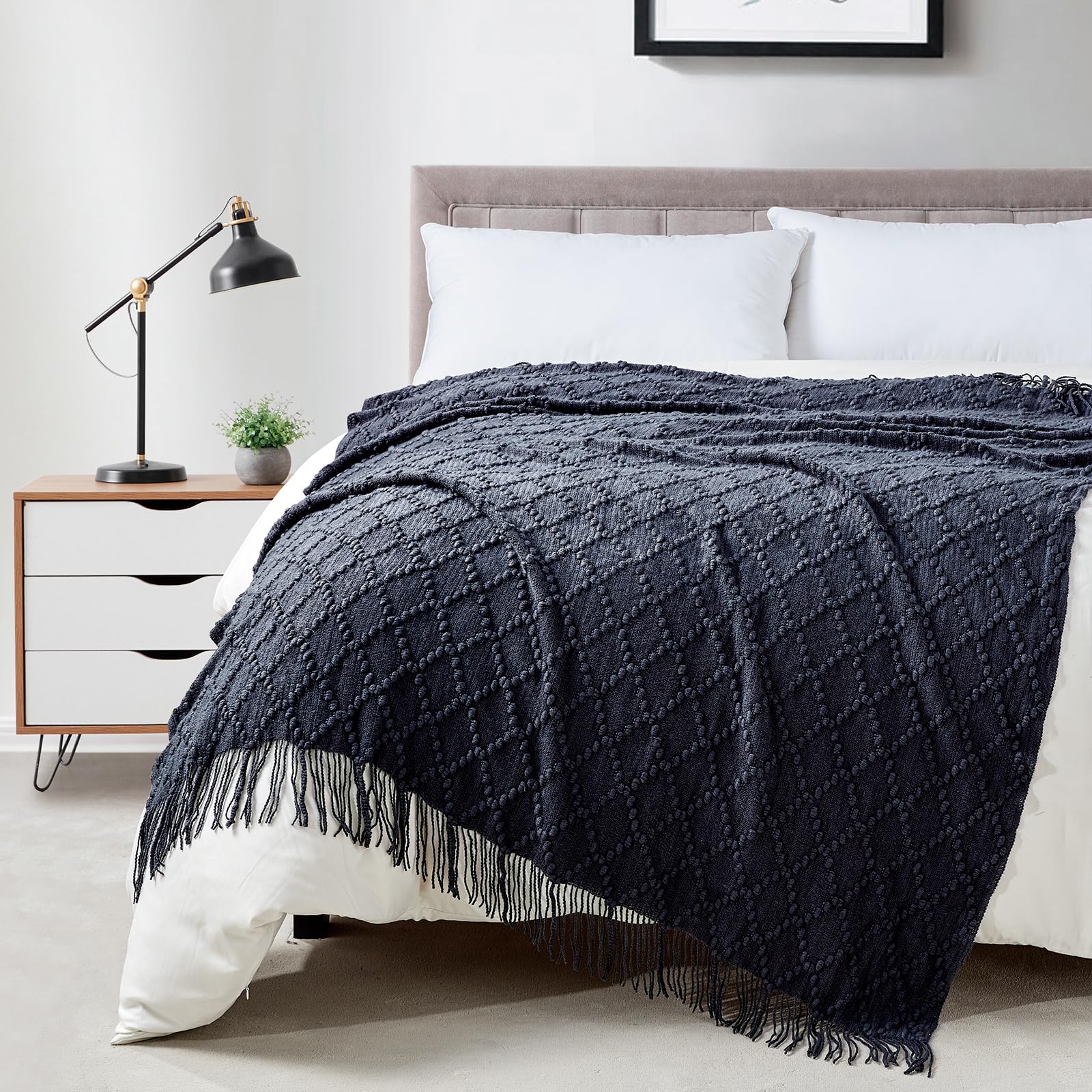 Knitted Throw Blanket - 127x178cm Navy-image-9dfac889-5066-426d-b9b5-aeb96ef4f8b1-92943