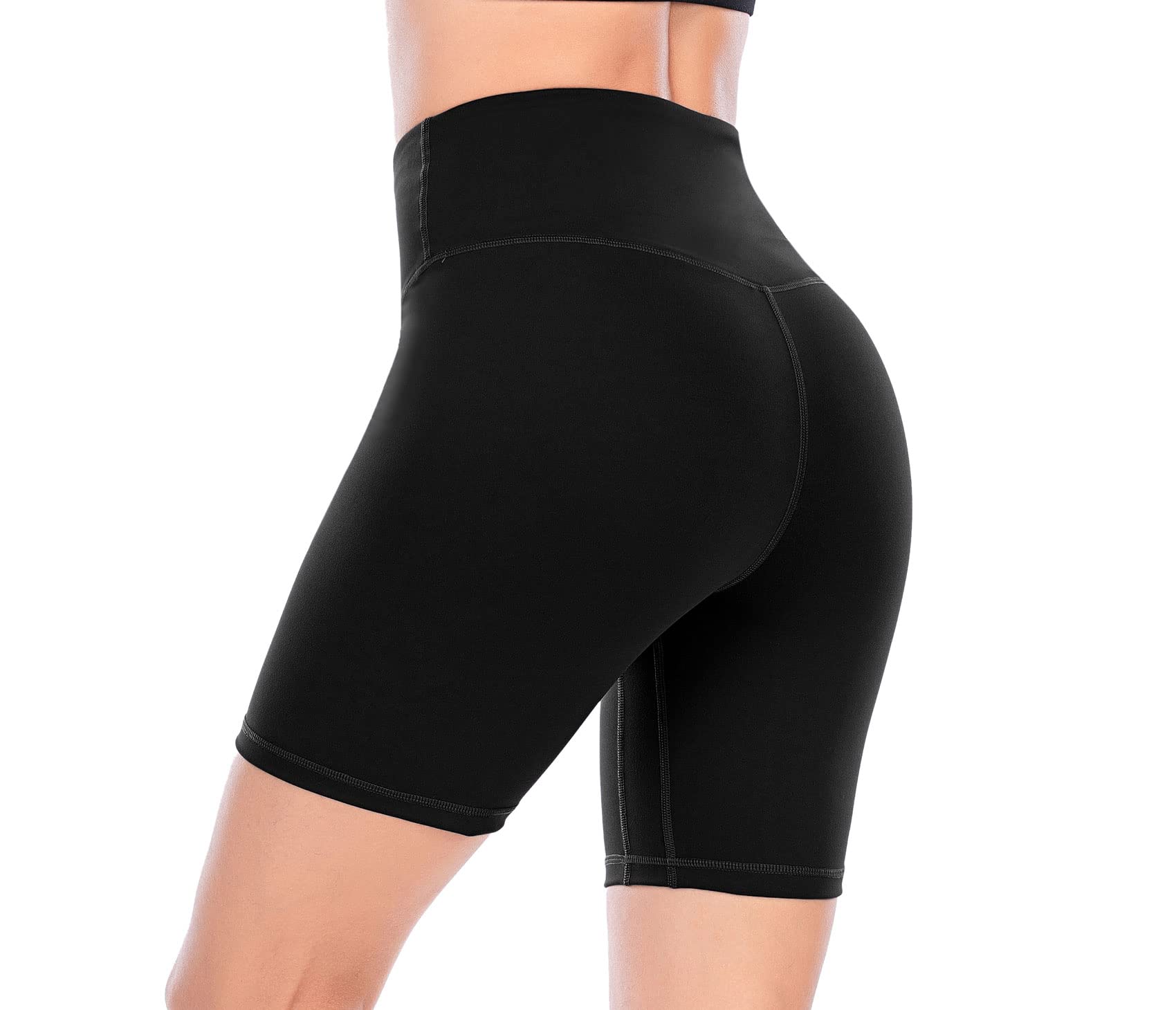 OVRUNS Women's Cycling Shorts High Waist Gym Shorts for Black XS