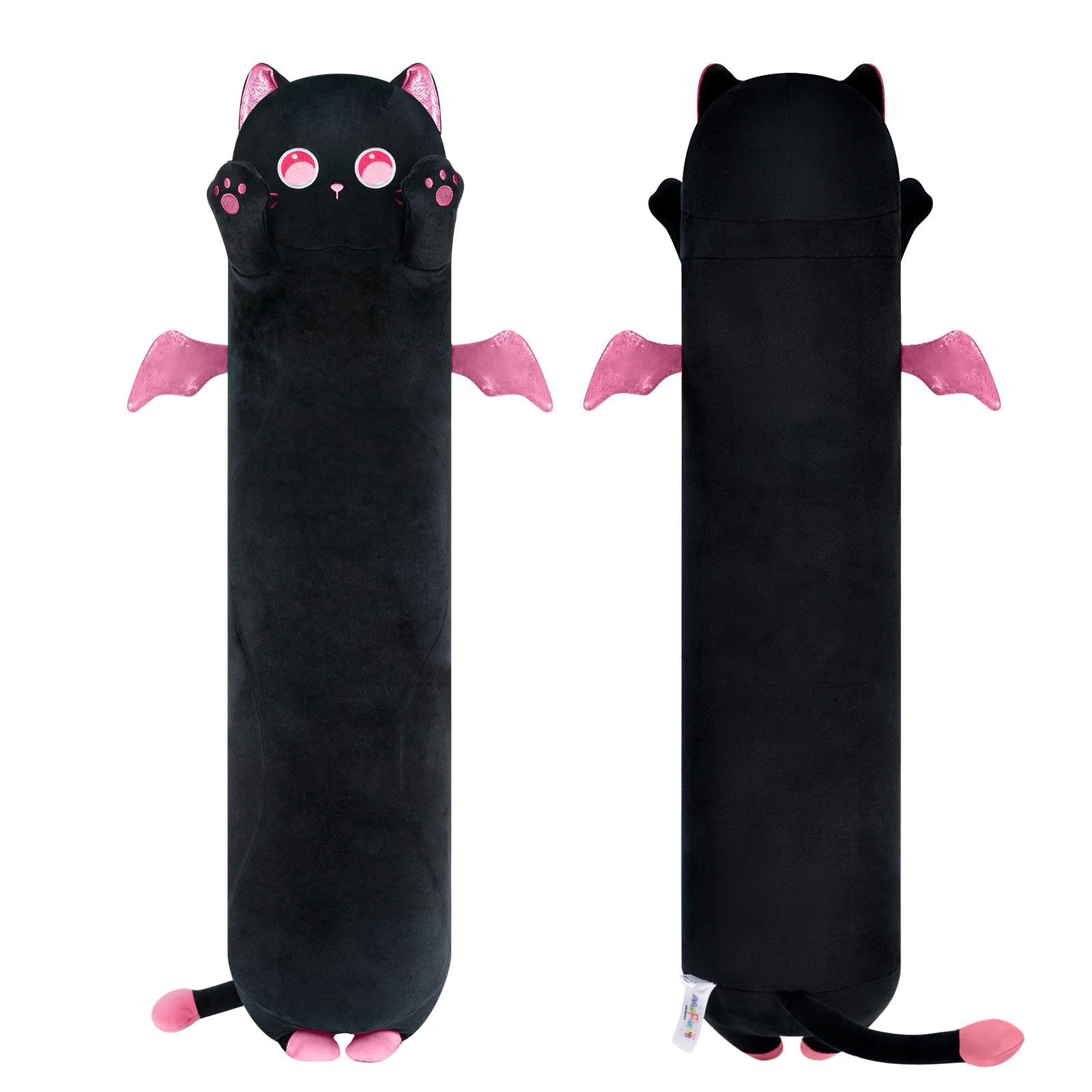 Cat Plush Pillow - 36in Black with Pink Accents-image-961e490e-ba19-483a-838f-bf6229ac93cc-83966