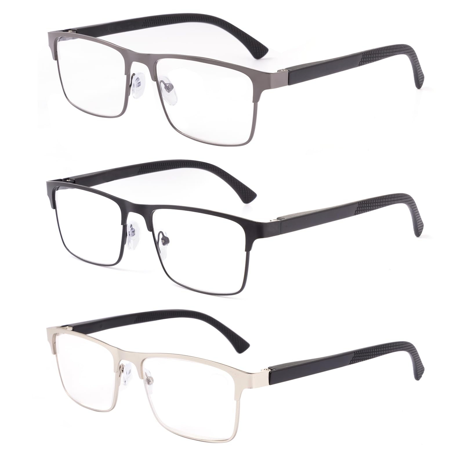Men's Reading Glasses 3 Pack - Black+Gunmetal+Silver +2.5-image-b3685299-15ef-48ca-9a58-e10f1a54e78b-121061