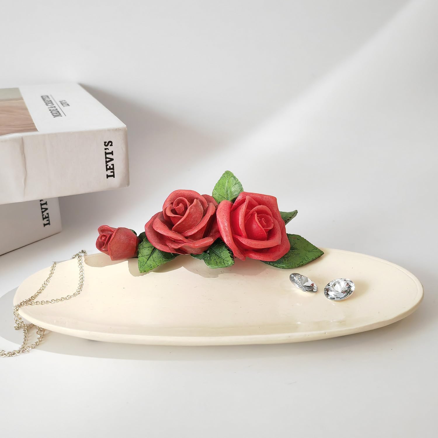 Resin Jewellery Tray Romantic Floral Dish - Rose 18 x 10 x 5 cm-image-7728a92f-8e54-45b3-ba5a-4bd608df4de6-96024