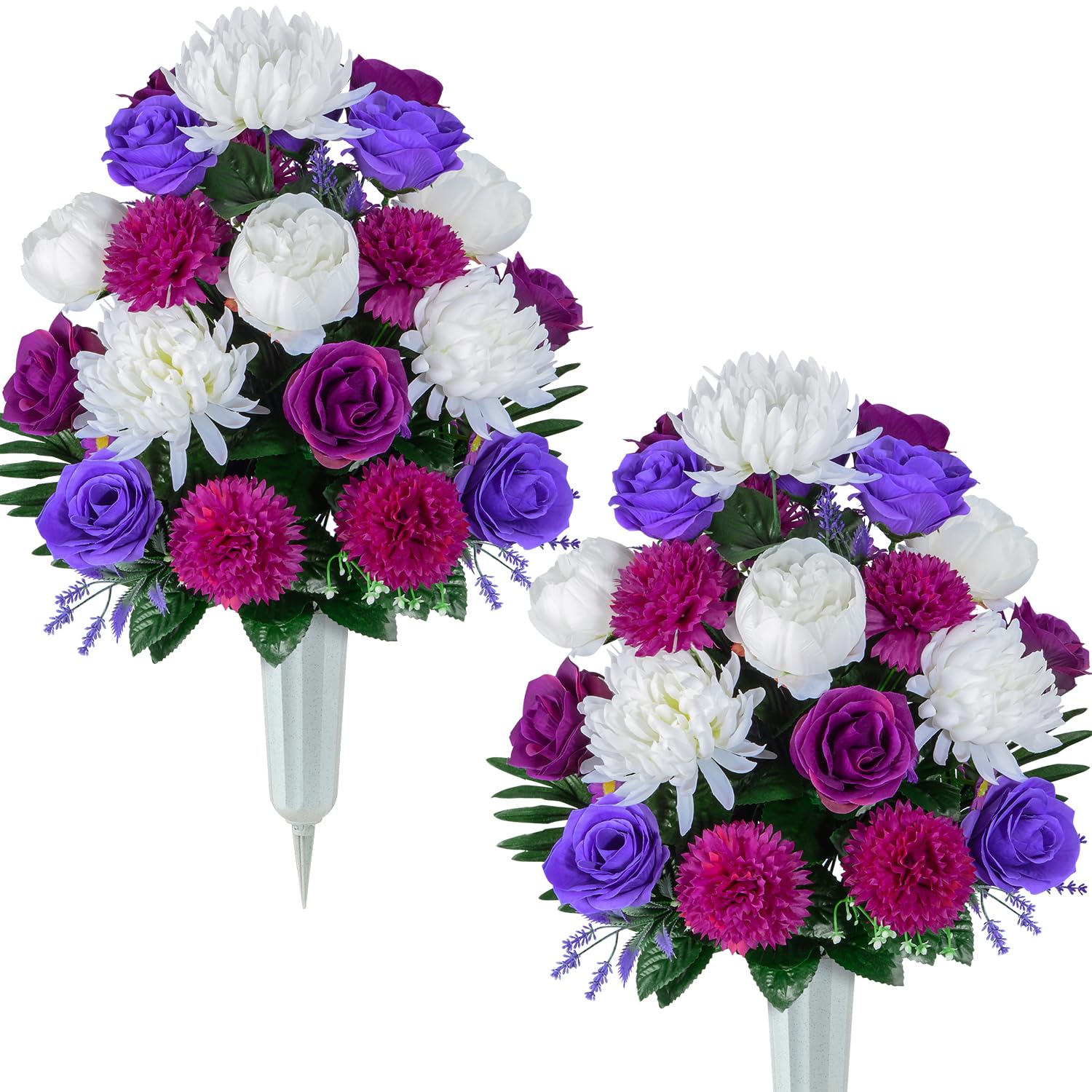 Artificial Cemetery Flowers with Vase - White Peony Large-image-5c8ebc94-77dc-4a07-9e0e-64de95b46555-110004