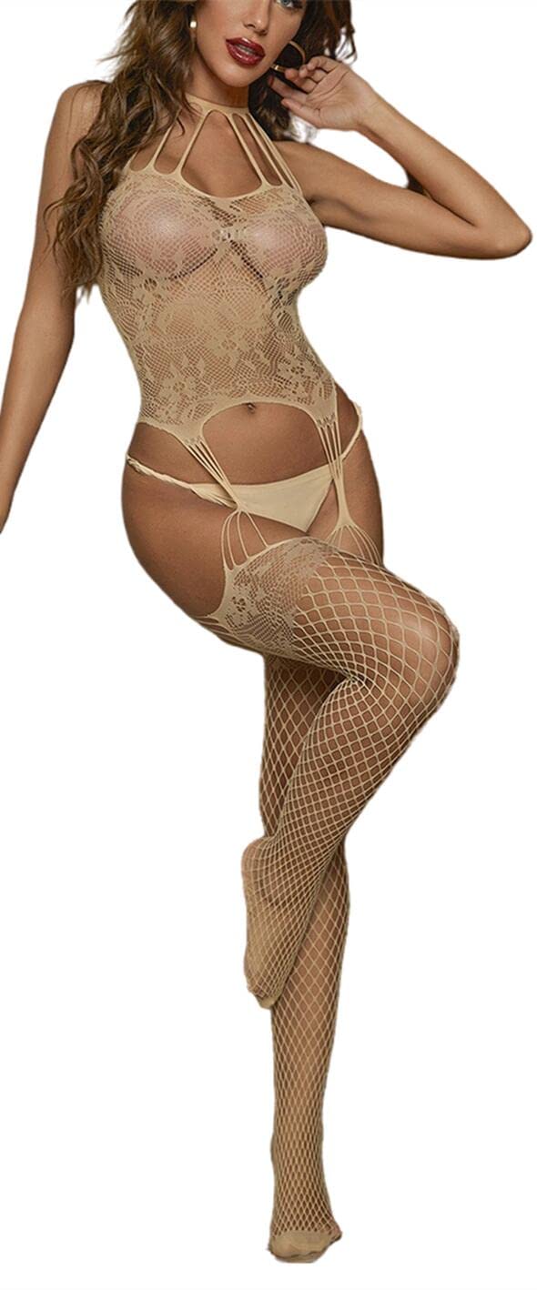 Women's Mesh Lace Bodysuit - Apricot One Size-image-d5fb4083-4ee8-4dc1-91b1-108541213489-112613