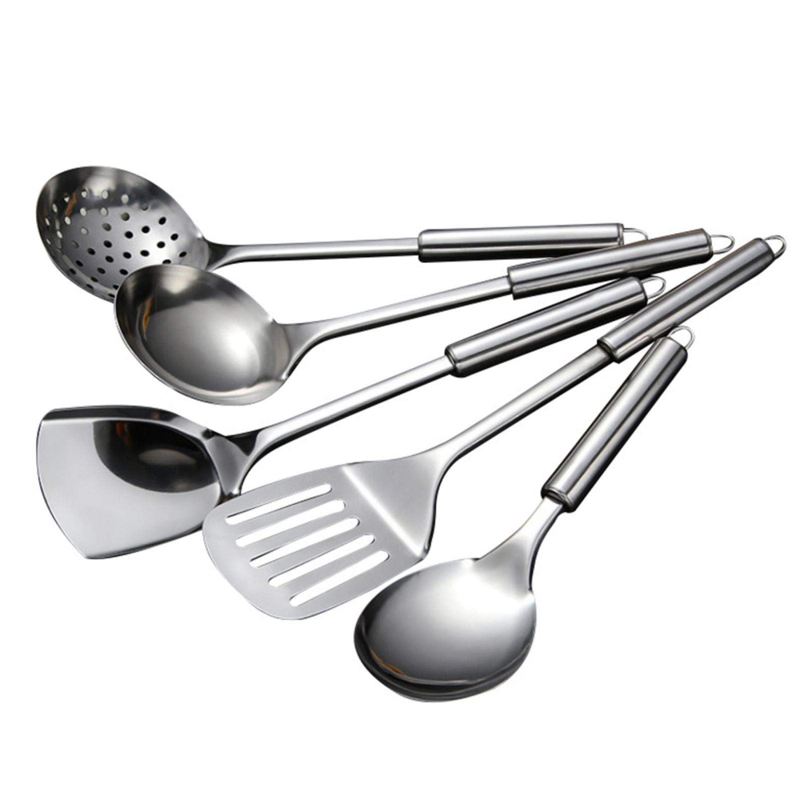 5 Pcs Heat Resistant Stainless Steel Cooking Utensils Set - Includes Slotted Spoon & Spatula-image-3c449456-5348-4195-8507-b1557028adfe-54890