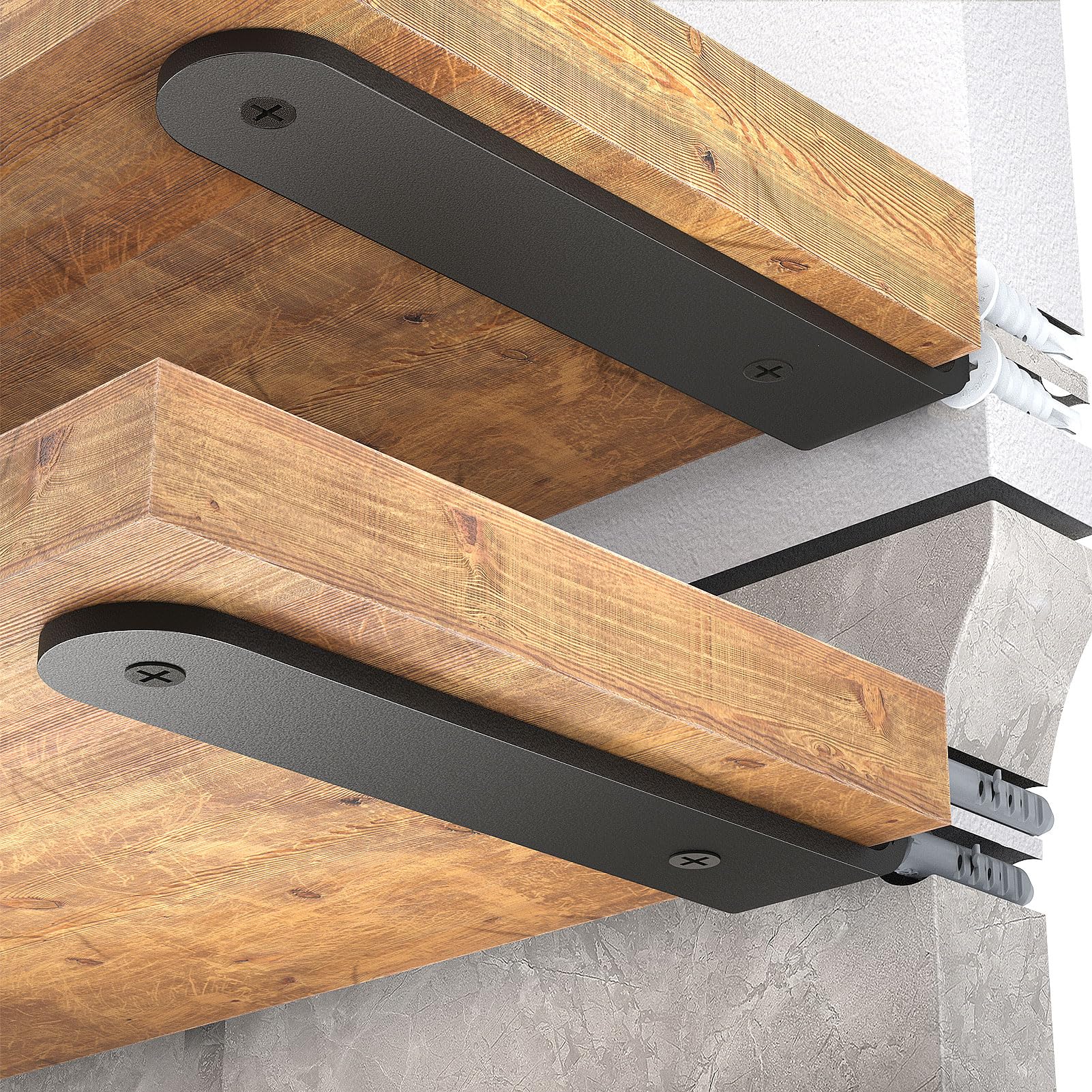 Metal Shelf Brackets 25cm Set of 4 - Black 4 Pack