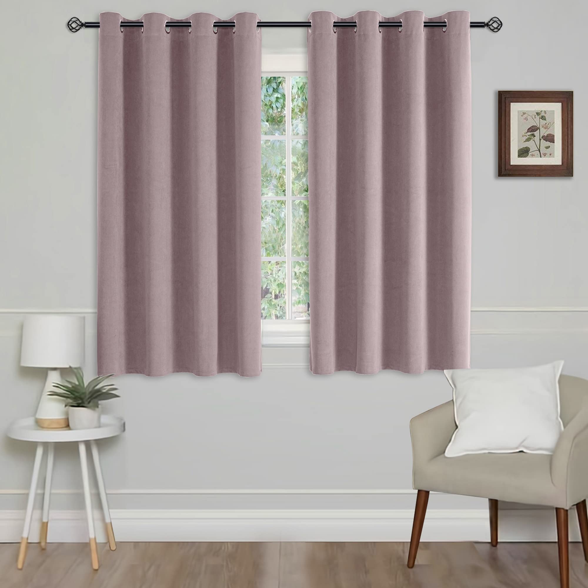 Girls Velvet Blackout Curtains 2 Panels - Pale Pink W55"xL96"-image-4b690583-283a-438b-81e5-bab8174f2c72-104758