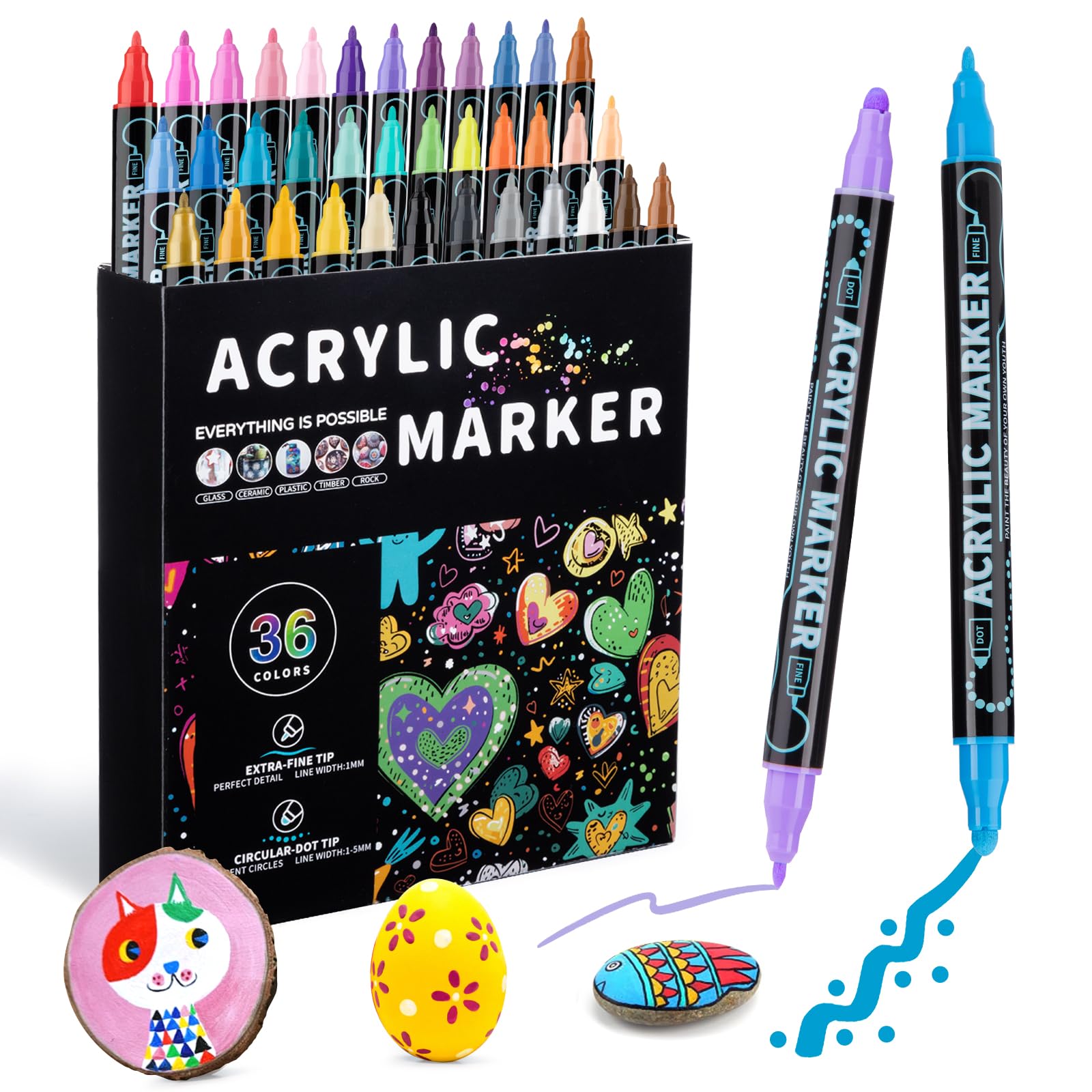 Dual Tip Acrylic Paint Pens - Multicolour 36 Pack-image-db027e94-c76a-4d84-8053-925d4c47ed8f-121907