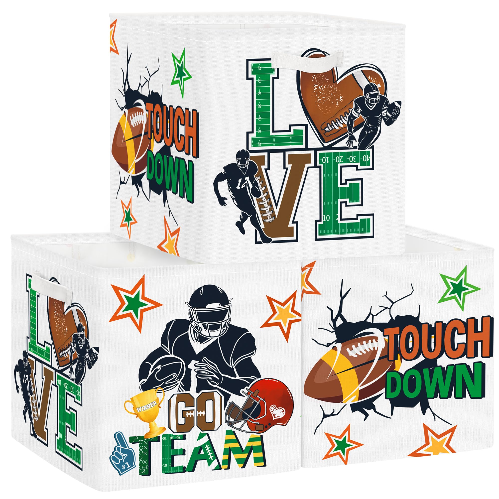Clastyle Kids Sports Ball Storage Cube Set - Rugby Design, 11.8x11.8x11.8 in, Waterproof & Foldable-image-8b8cddd3-03d5-4870-b58b-8ca7178b2e51-59960
