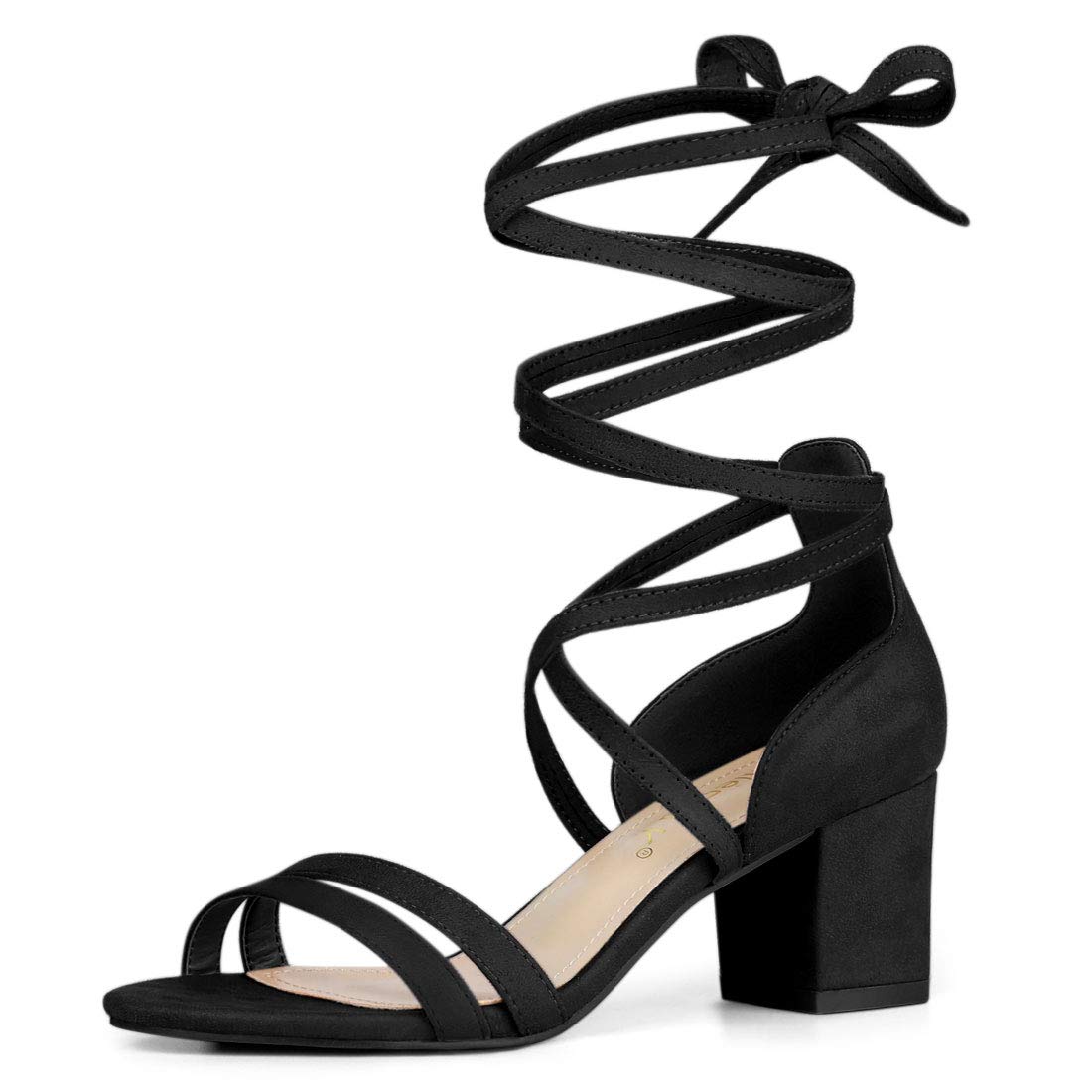 Lace Up Block Heel Sandals - Black 5.5 UK-image-e95a66f6-fa4c-4fc6-b76e-c2e2a1bb94b2-88325