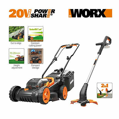 WORX WG927E Dual 20V Battery 34cm Cordless Lawn Mower 18V (20V