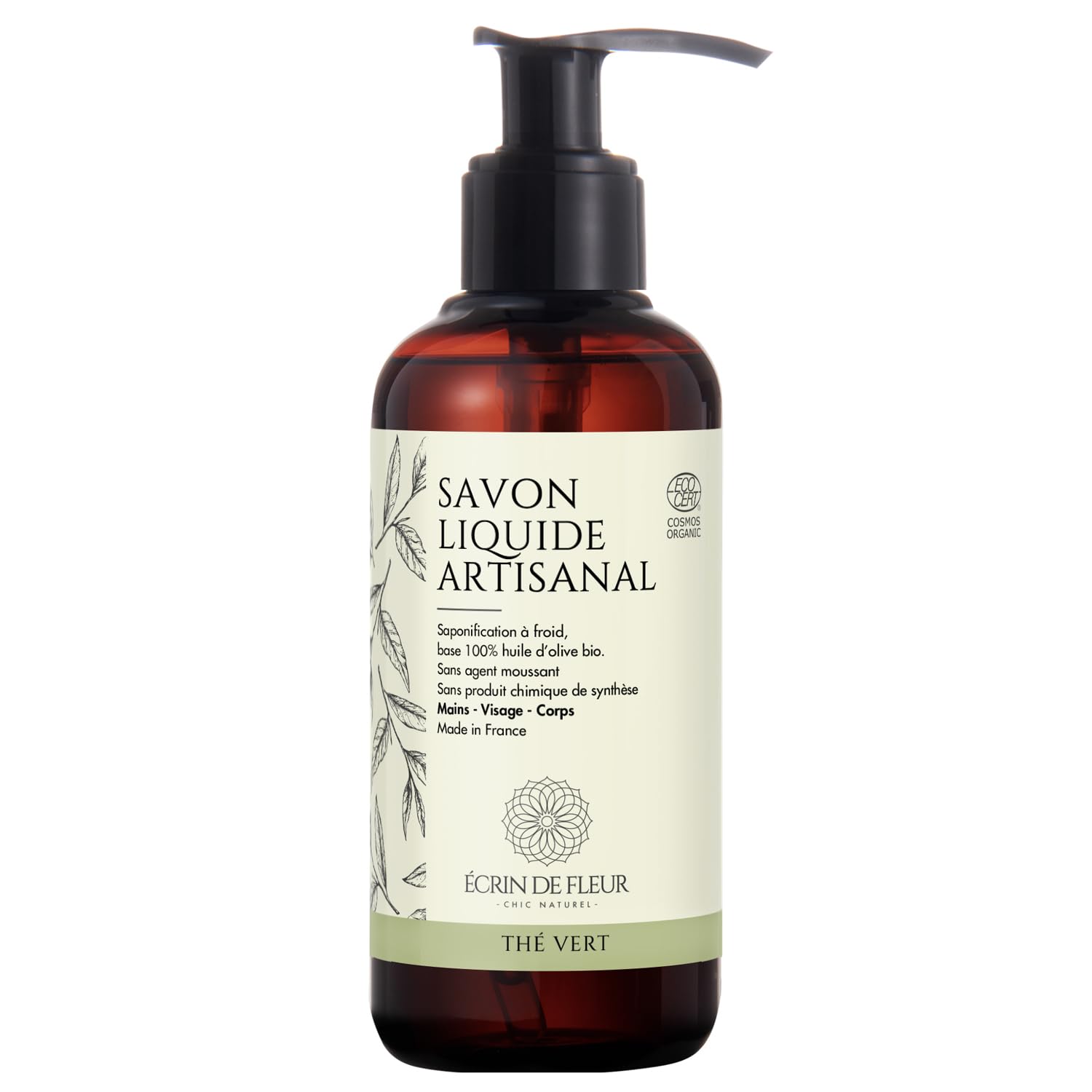 Écrin De Fleur Organic Green Tea Liquid Soap - Artisanal, Cold Processed, 250ml, South France-image-594134a9-0075-4fff-9593-1790b117c644-61100