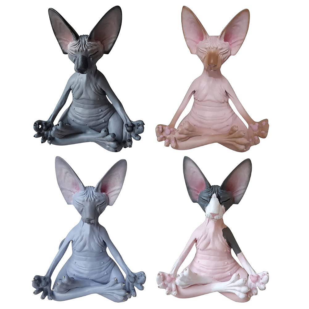 RUSTOO Sphynx Cat Meditate Statue, Zen Buddha Collectible