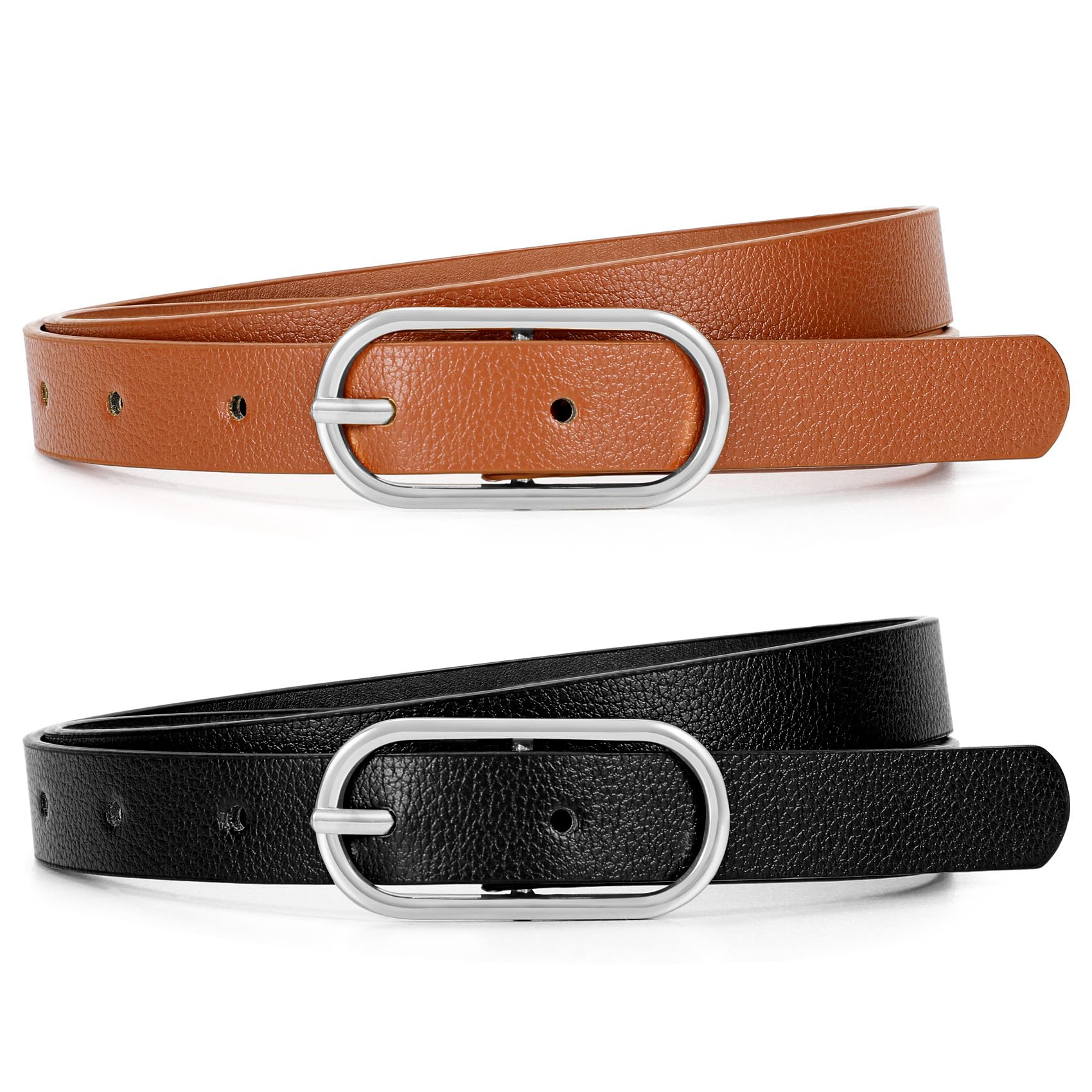 XZQTIVE 2 Pack Women'S Belts For Jeans Pants Dress Fashion Thin Waist Bel