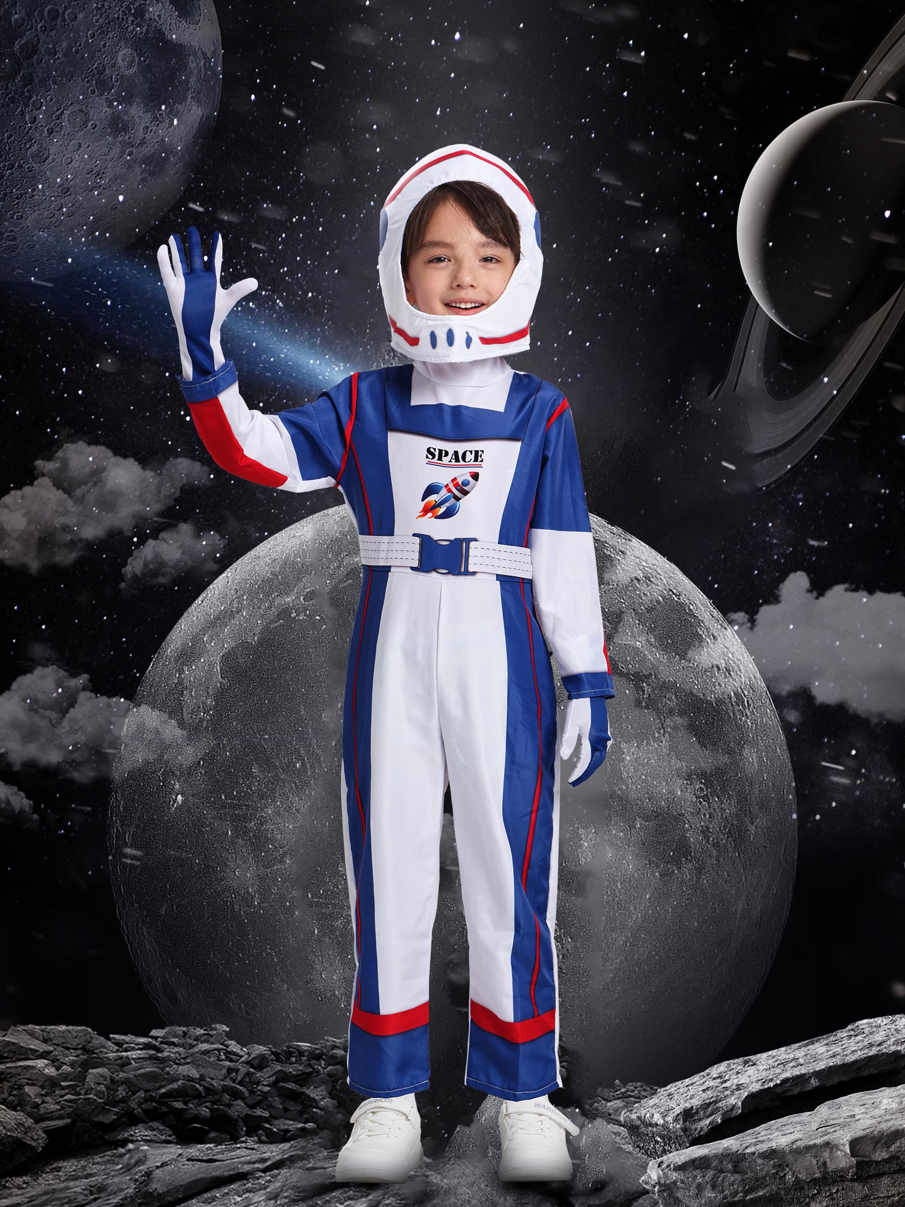 Kids Astronaut Costume with Helmet - White 8-10 Years-image-c3c3ab14-4720-43df-9264-41e8bb98f0dd-110140