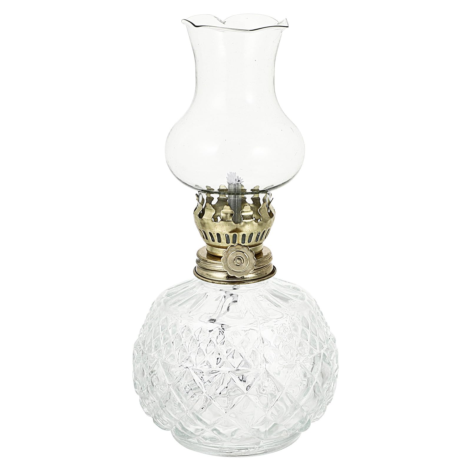 Vintage Glass Kerosene Lamp - Retro Decorative Oil Lantern with Adjustable Wick for Indoor Home Décor