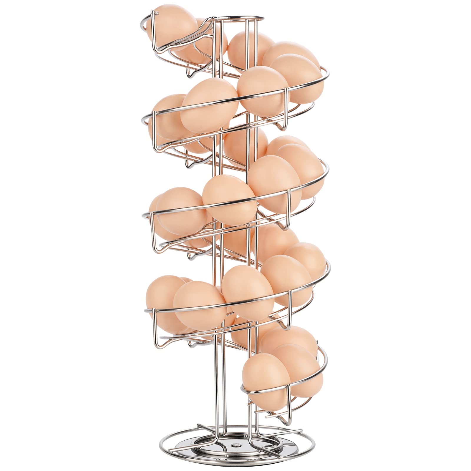 SpiralDesignStainlessSteelEggSkelterDispenserRack3DozenCapacityKitchenOrganiser-Silver