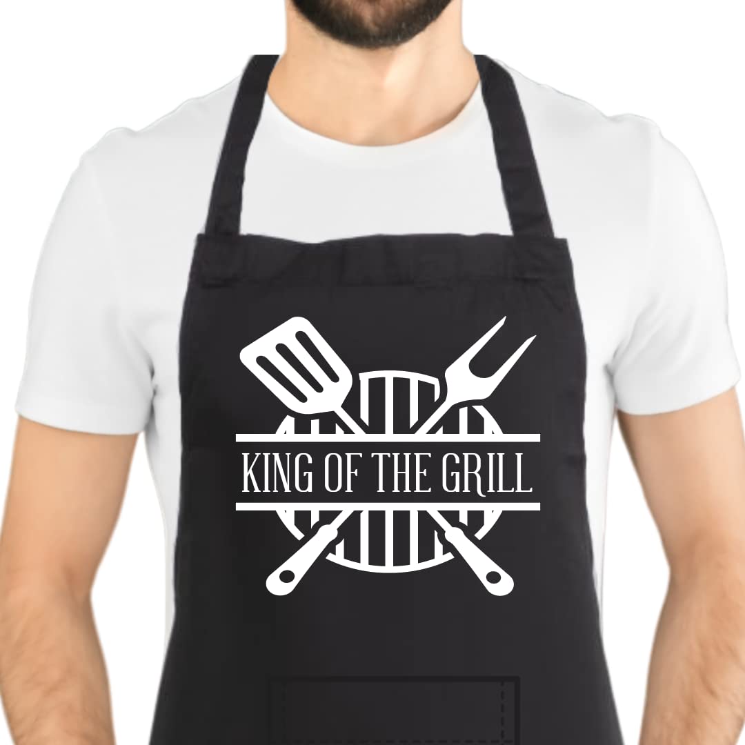 Men’s Funny King of The Grill Apron – BBQ Cooking | One Size Fits All | 65% Polyester, 35% Cotton Men’s Funny King of The Grill Apron – BBQ Cooking | One Size Fits All | 65% Polyester, 35% Cotton
