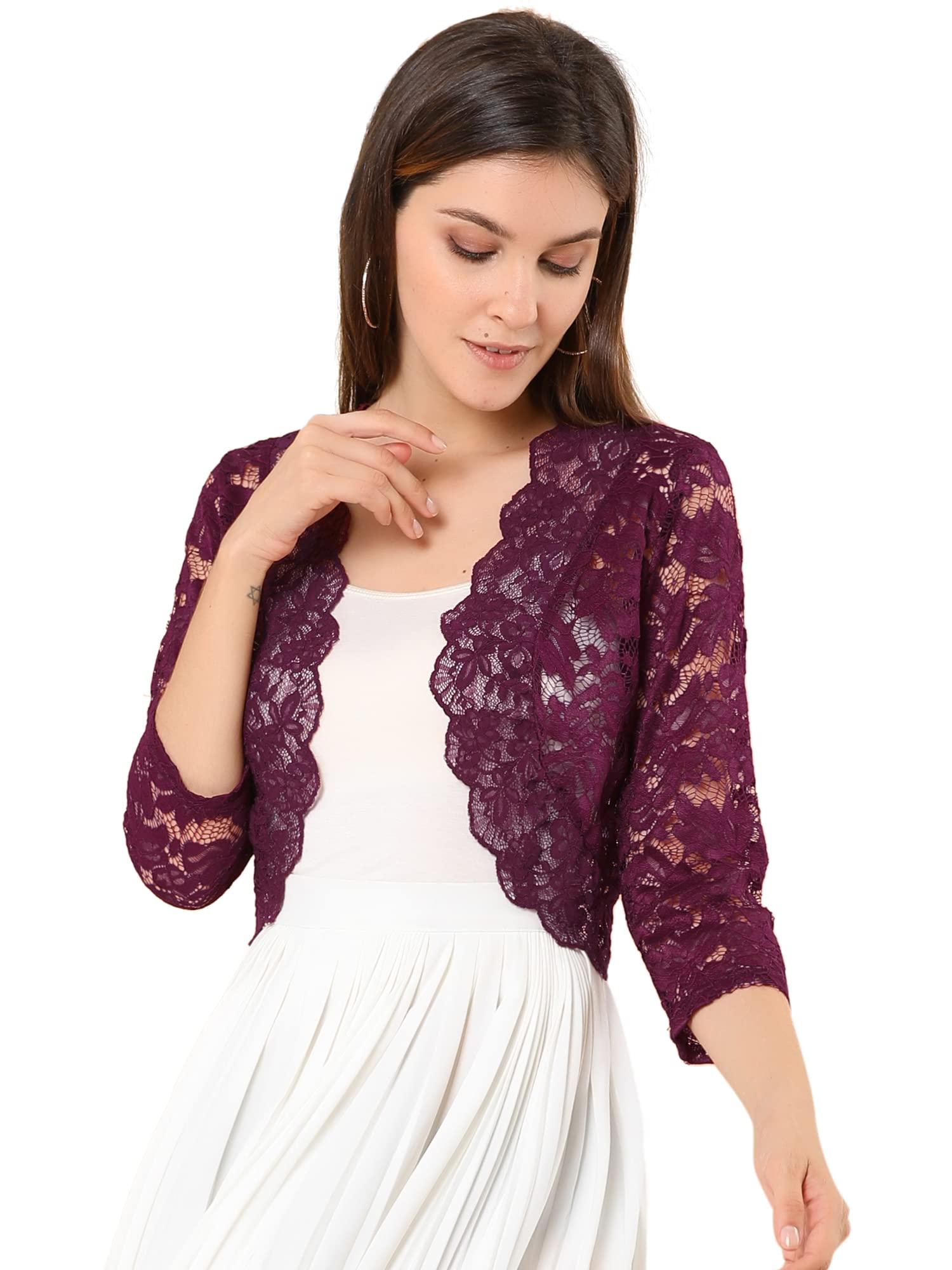 Women's Lace Sheer Shrug - Burgundy 20-image-fdbf5438-f79b-474f-9e4b-aba1ae5b4b0e-109479