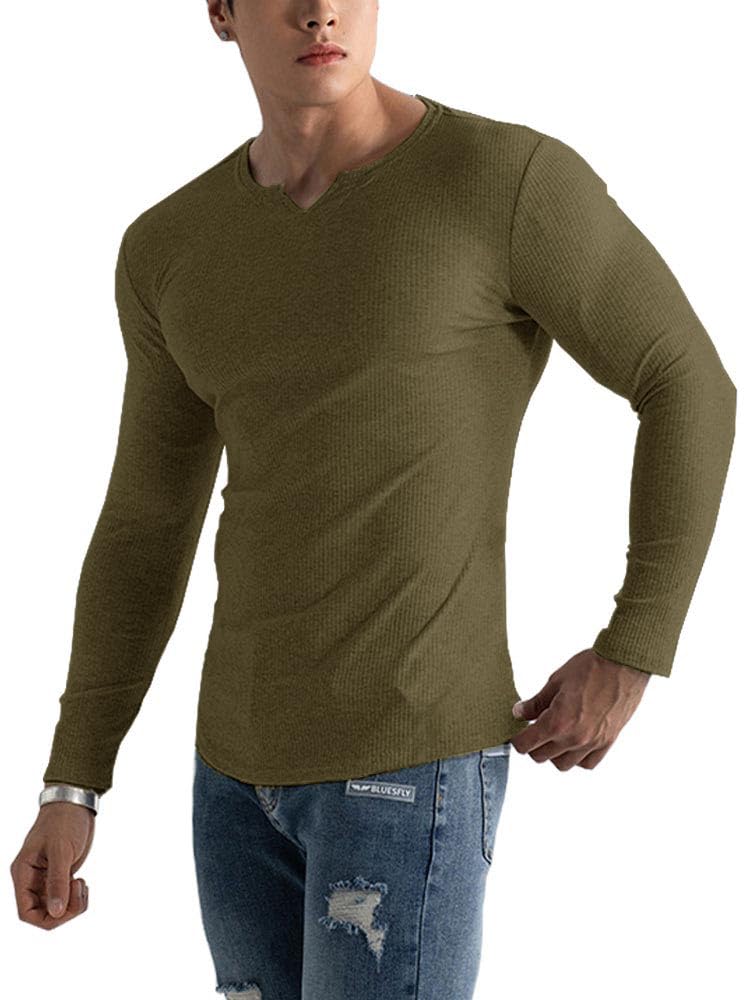 Men's Henley Long Sleeve T-Shirt - Brown XL-image-b9a873cd-f4f2-4ac3-b324-9389db68542e-111235
