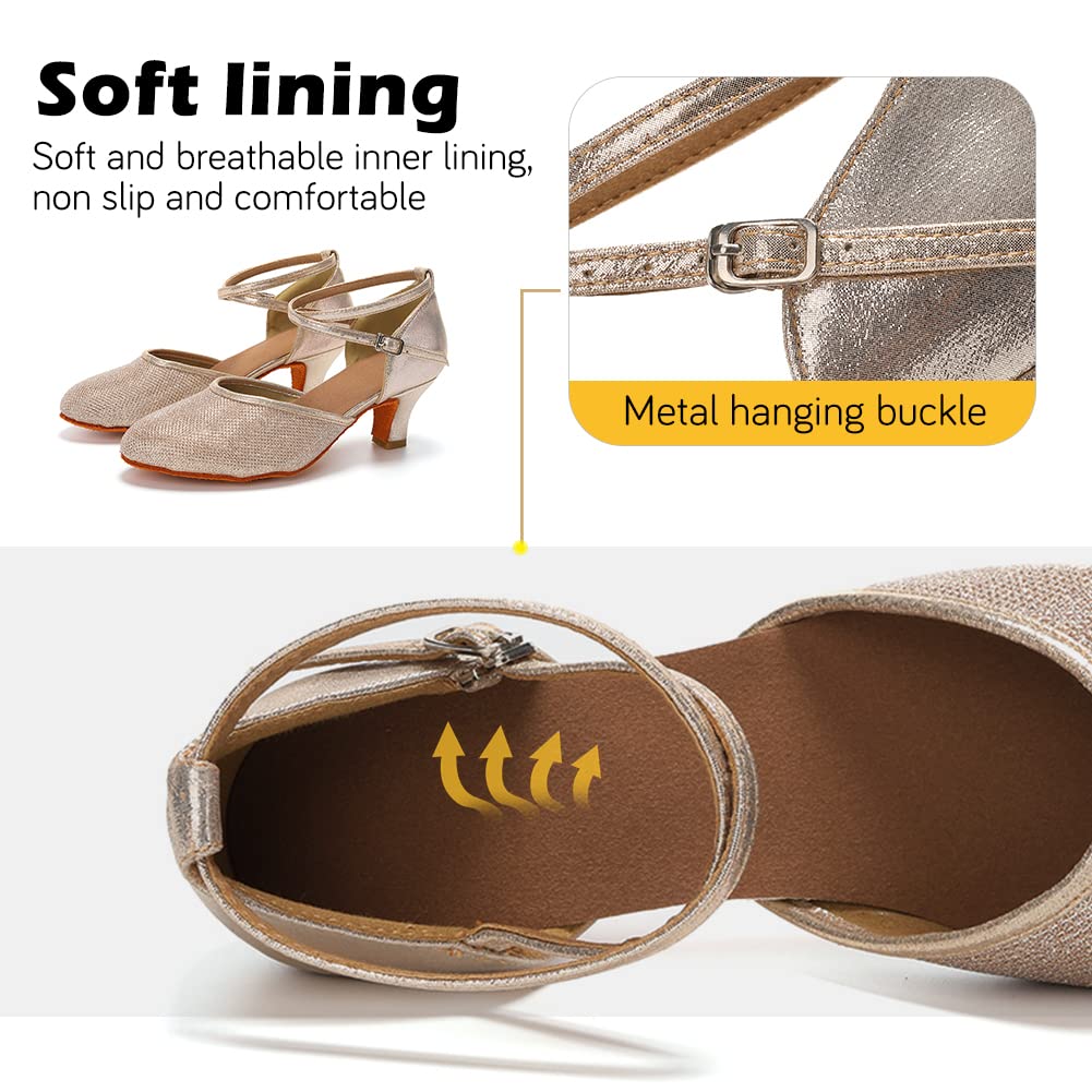 Zapatillas De Baile HIPPOSEUS T01 Para Mujer – Suela Dividida De Goma Y Parte Superior De Lona Transpirable, Con Tacón De 3.5 Cm Y Cordones Ajustables