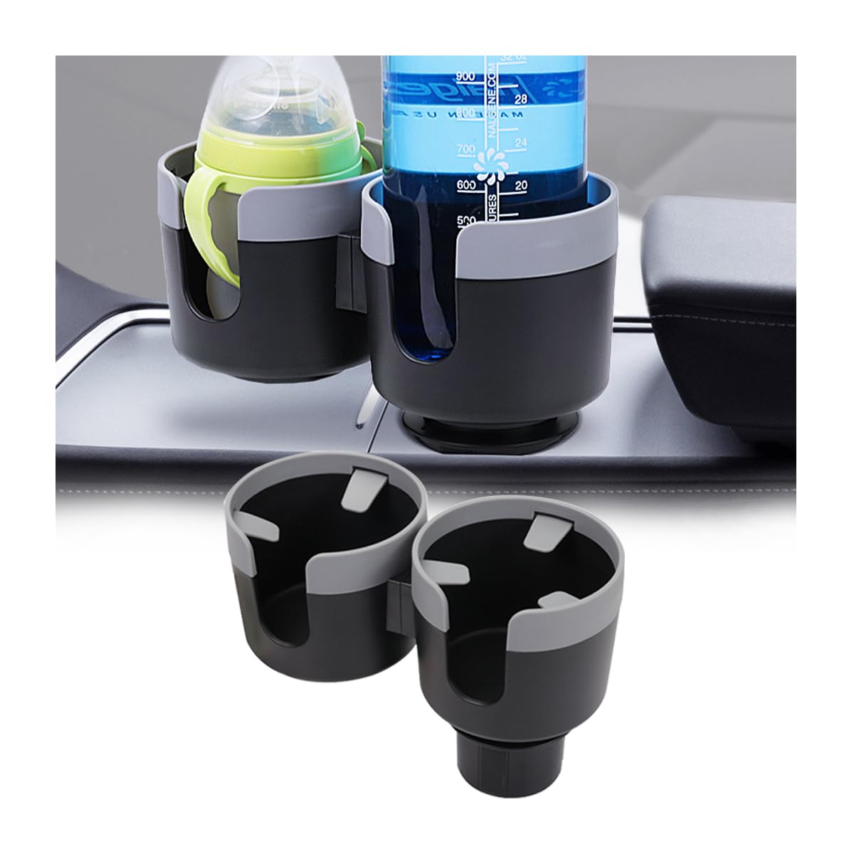 Double Hole Car Cup Holder 2-in-1 - Grey 24cm-image-ac0d2559-0b71-442d-9e48-4aad960880d4-103705