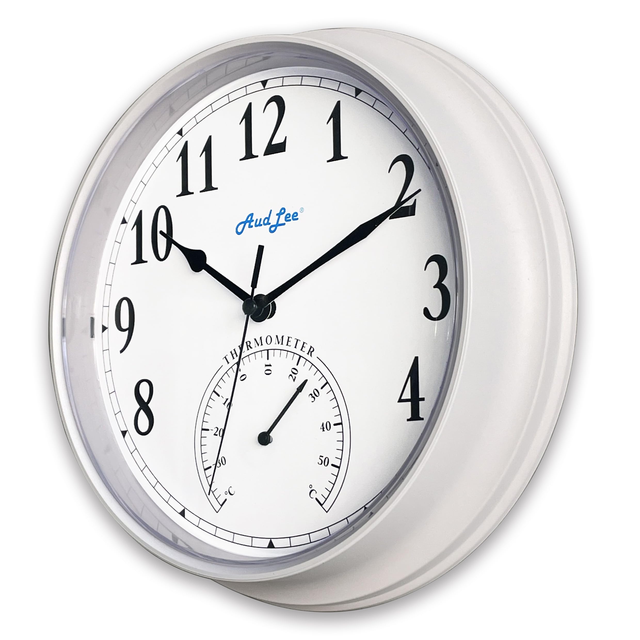 AudLee (NEW) Tub Indoor Wall Clock with Thermometer. Battery 25cm-image-b87e6a36-6565-4845-b9b6-5ae6c7aae533-28586