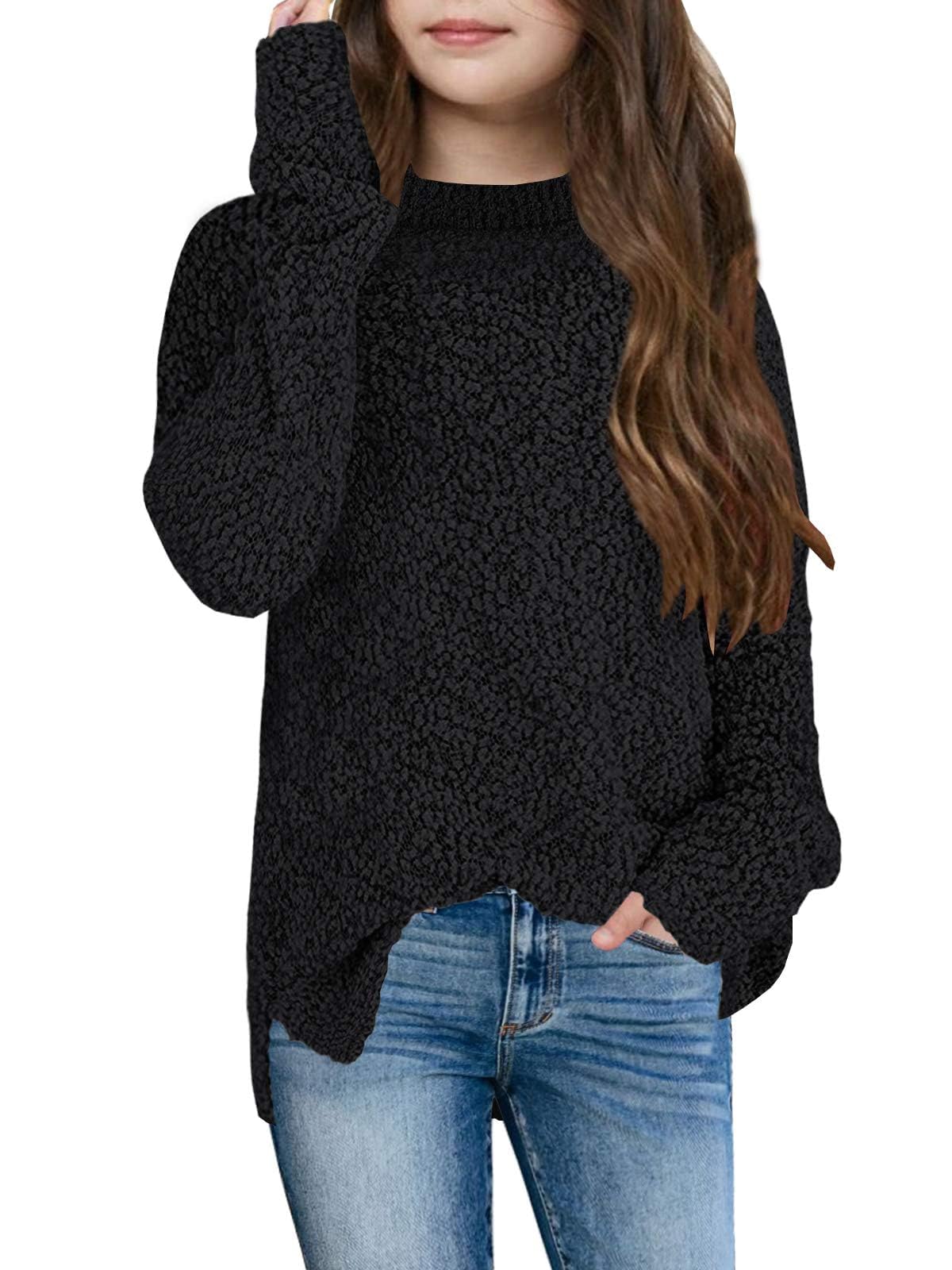 Girls Fuzzy Knit Jumper - Black 150-160-image-38fb9090-7fde-449b-b4e6-912ae4cf375f-125329