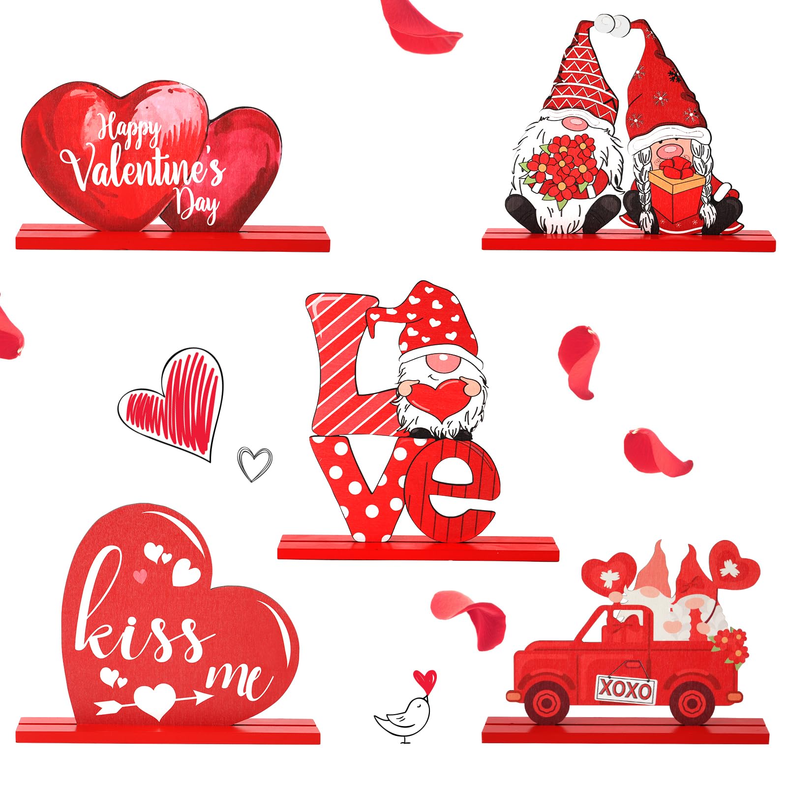 5pcs Valentine's Day Wooden Table Signs with Tray - Red 13.9*17.9cm-image-666f51ec-7fc8-464a-9052-c31fd77f02b6-102061