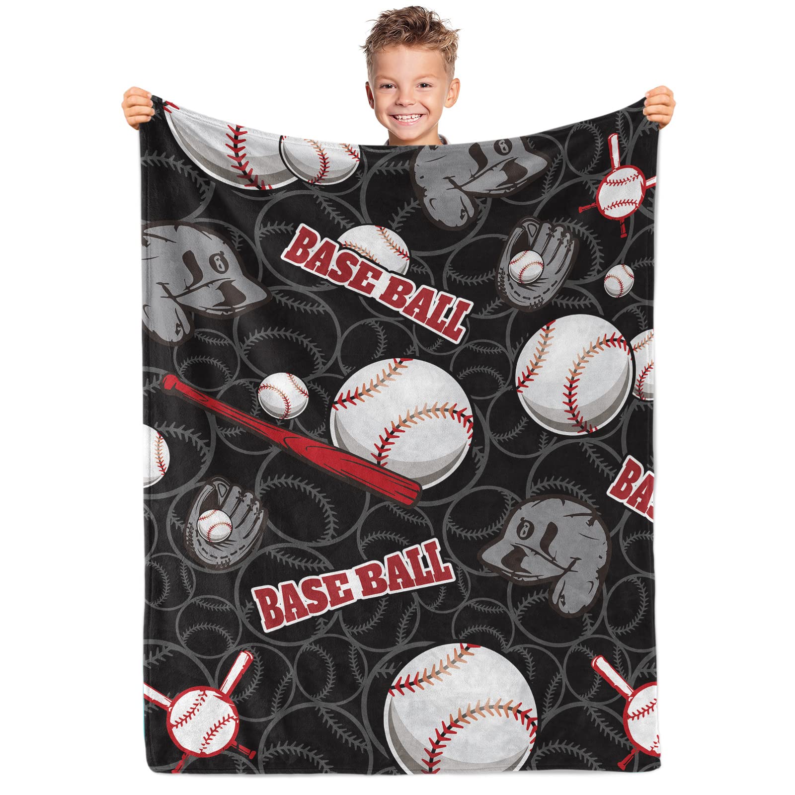 Soft Warm Flannel Baseball Blanket for Boys & Adults - Black 50x60 Inches Sports Gift-image-a3f84550-a11c-47c1-b52b-3a352d192f1b-57395