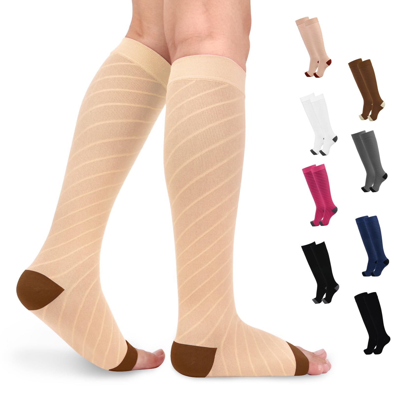 Knee High Medical Compression Socks 20-30 mmHg for Sports & Travel-image-86861ff3-a7b2-417b-b9c7-ed1418510301-57910