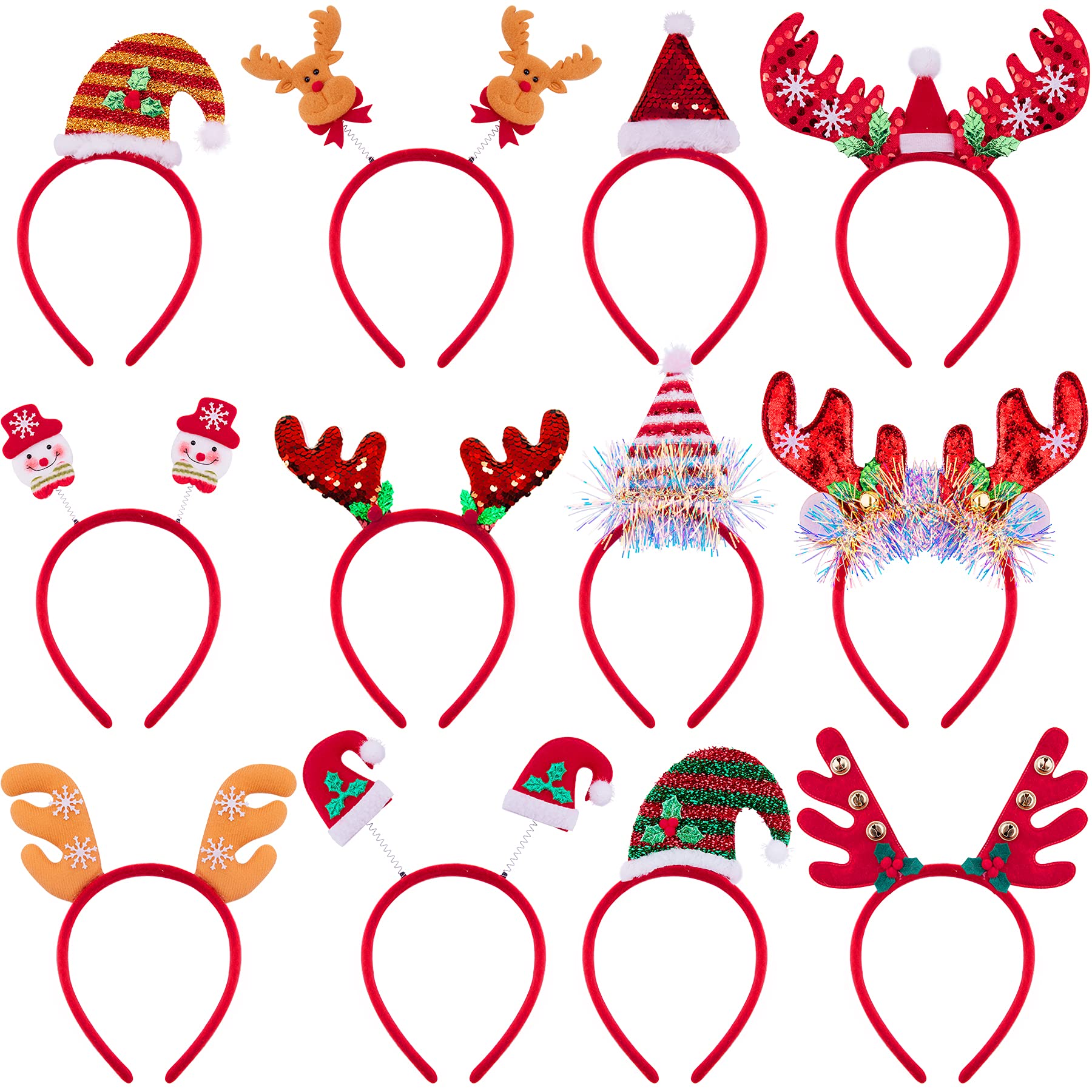 12 Pieces Christmas Headbands Set - Reindeer, Antler, Xmas Tree Designs for Festive Parties-image-b4e61499-3d2f-4c05-879f-36fa8ec0459b-65494