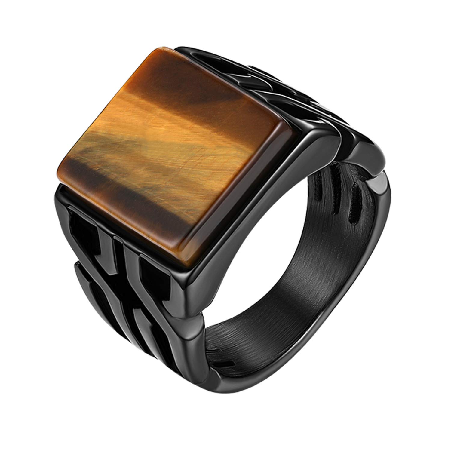 JewelryWe Men's Tiger Eye Ring,Vintage Square Brown Tiger Eye Stone-image-e05baa07-6f86-4c7c-85c4-d6344e590958-54513