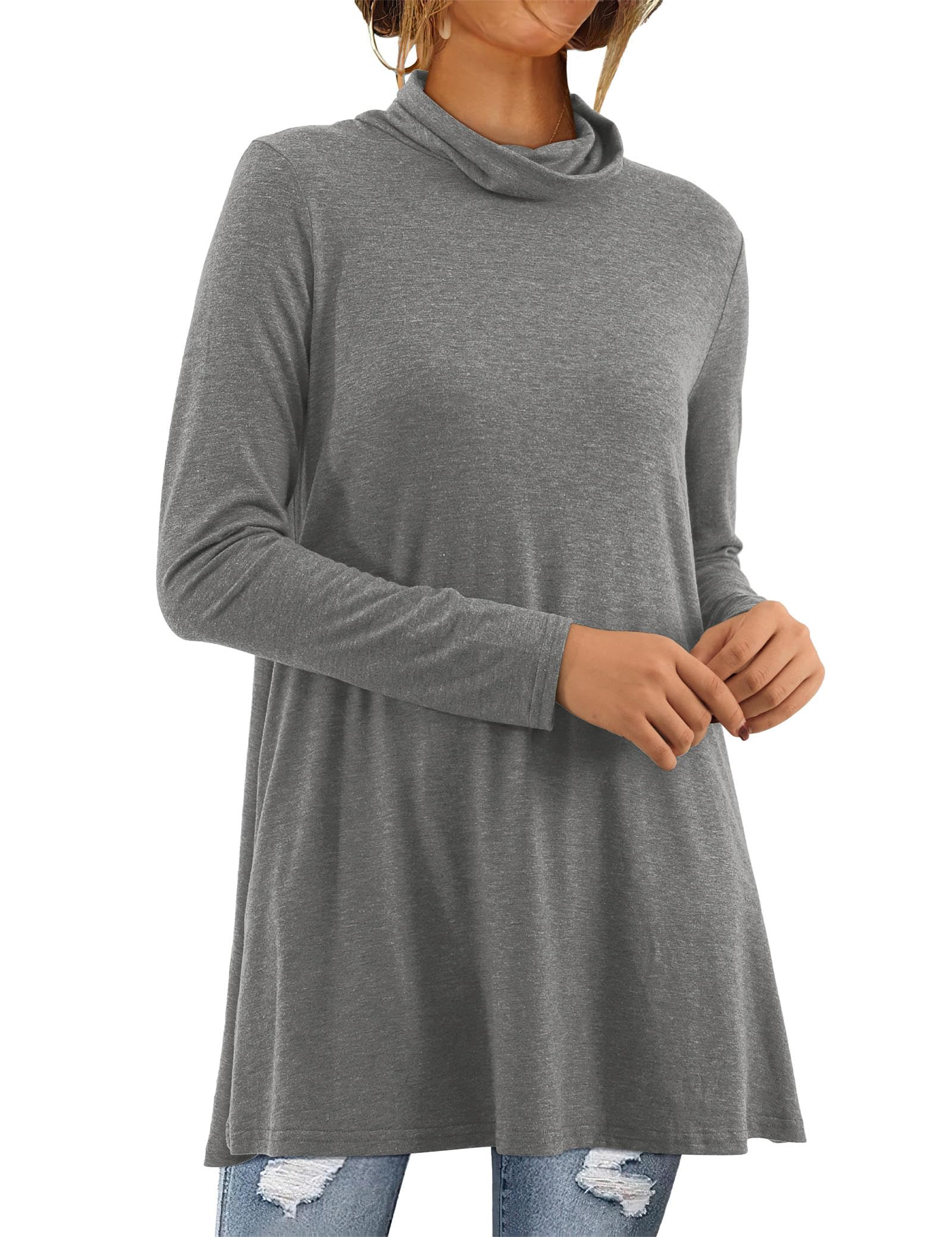 Turtle Neck Tunic Top with Pockets - Grey M-image-03e04fc4-e006-4e9e-ba9f-5acaa7605af5-89712
