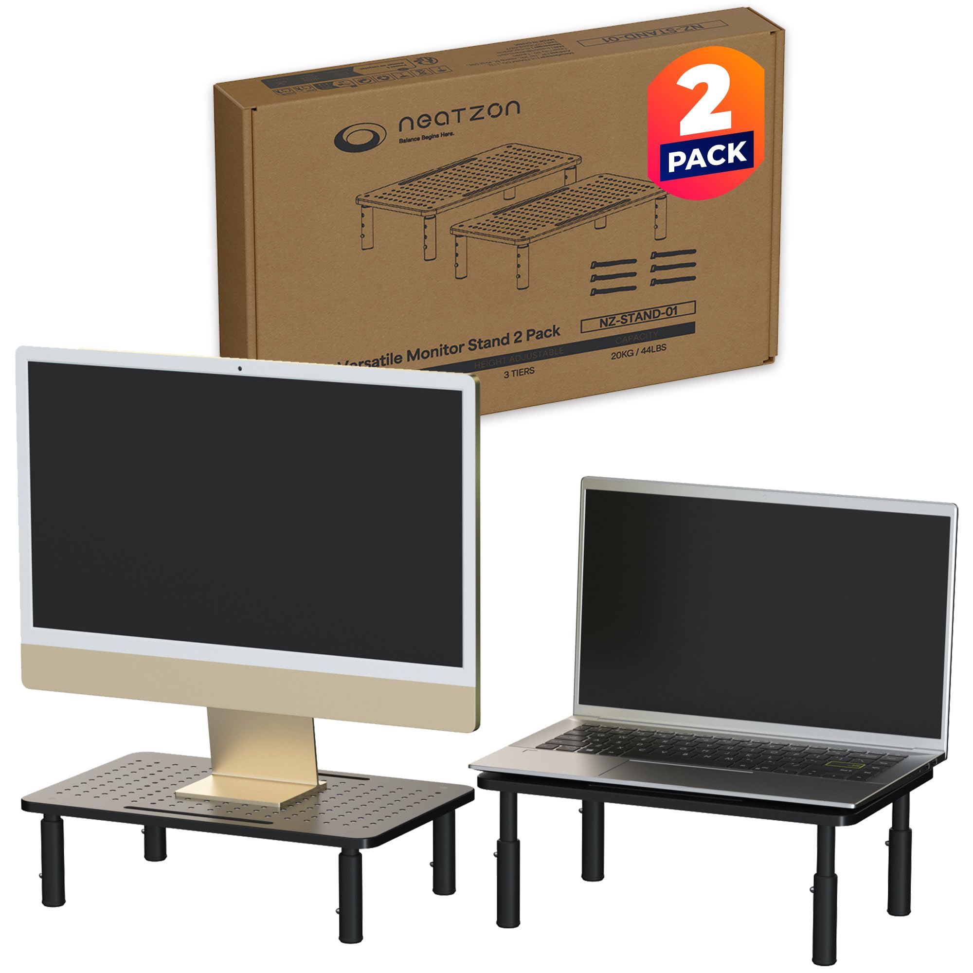 Universal Monitor Stand 2 Pack Adjustable - Black NZ-STAND-01-image-8178f76a-882f-40e3-8a2f-ecec9d971e85-122829