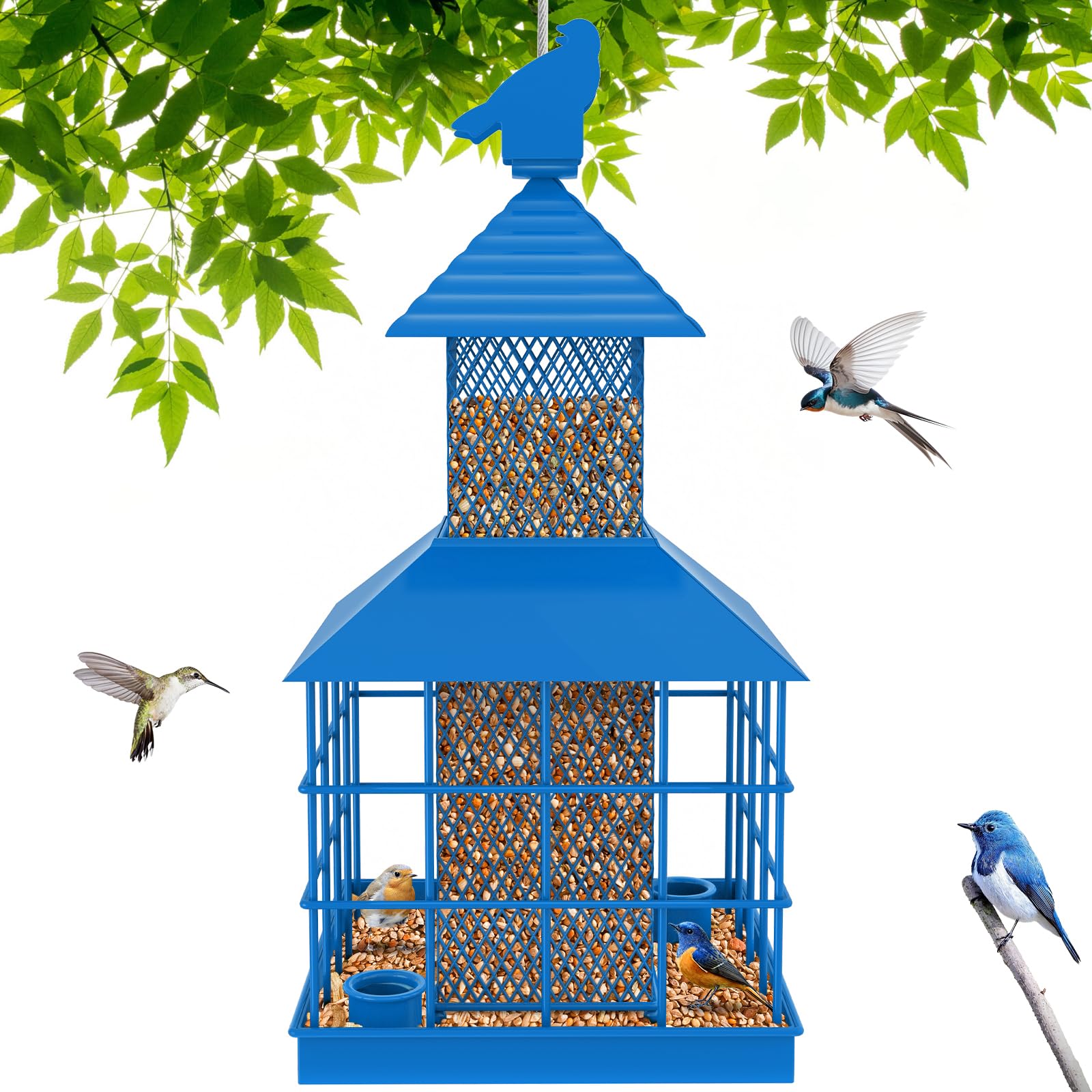 Squirrel-Proof Metal Bird Feeder - Sky Blue-image-c340ee71-8b04-48d1-a74d-4fb68922e47c-105796