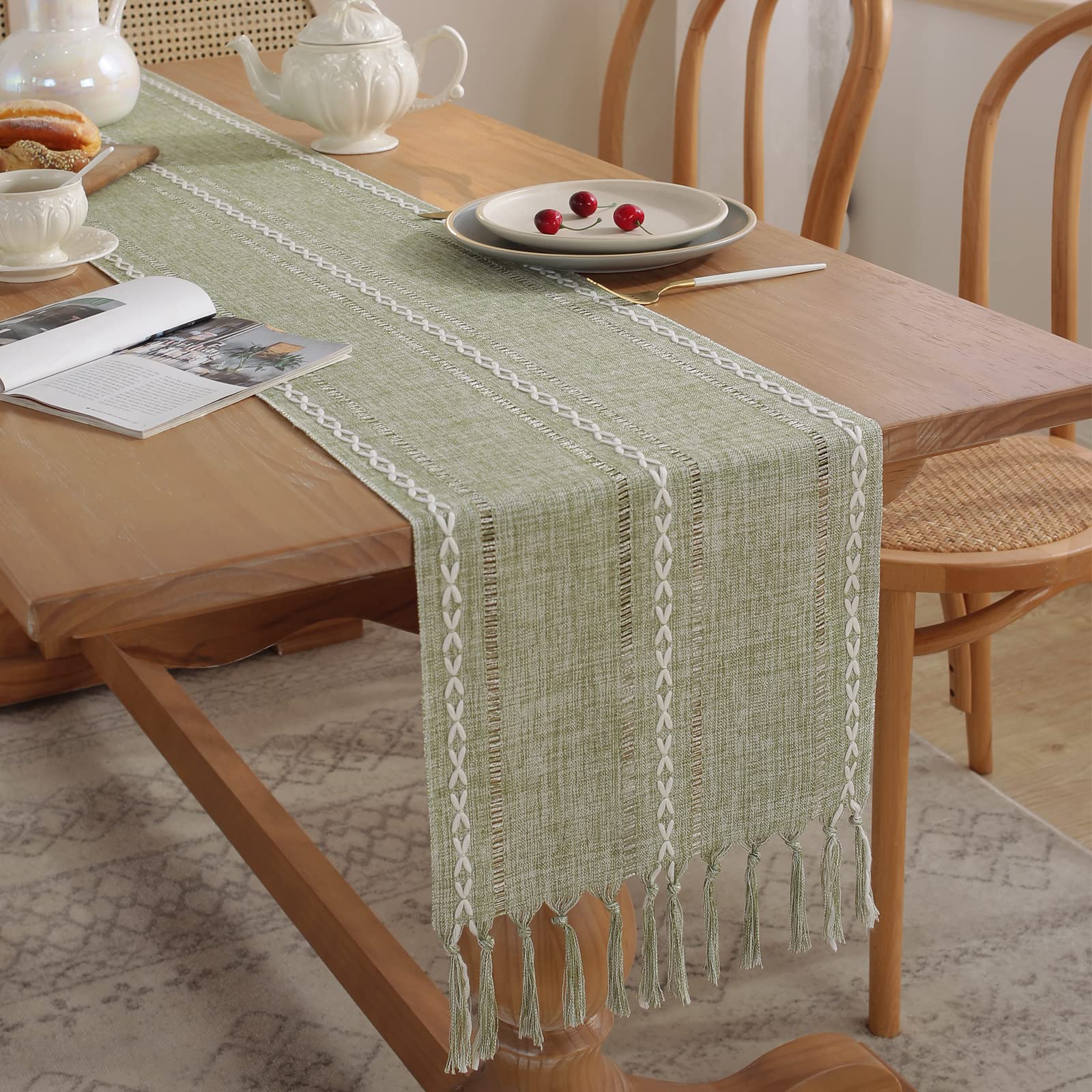 Rustic Farmhouse Style Linen Table Runner, Vintage Woven Cotton Linen-image-0b4e32cd-535c-48c1-950a-14a1409b1c13-56505