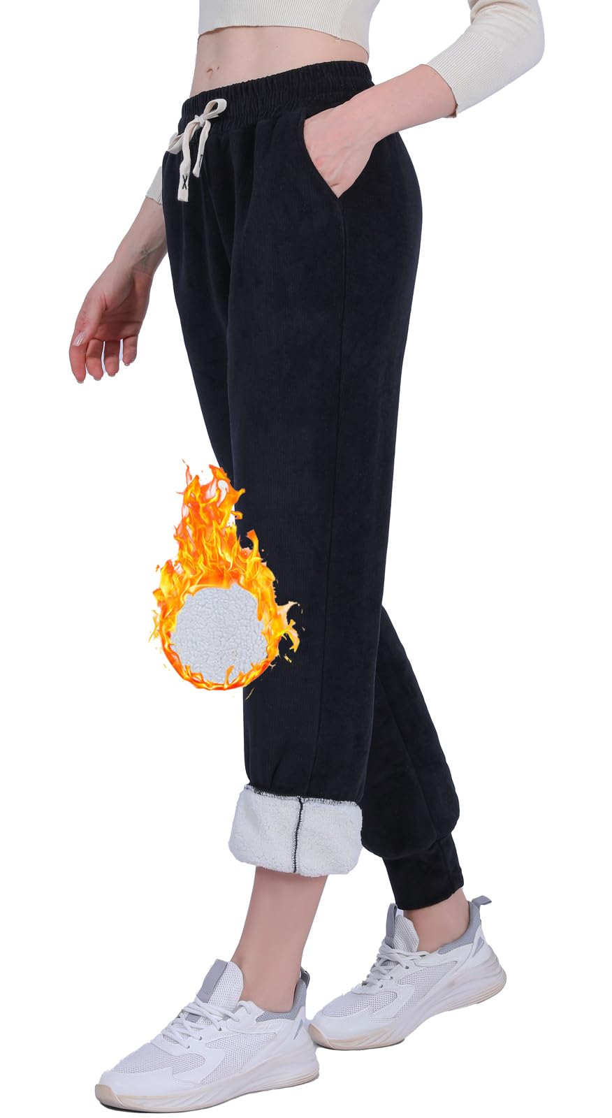 Sherpa Fleece Corduroy Joggers - Black Size 10-image-6aa8174f-8a5f-4f03-b847-afcb4a270497-92492