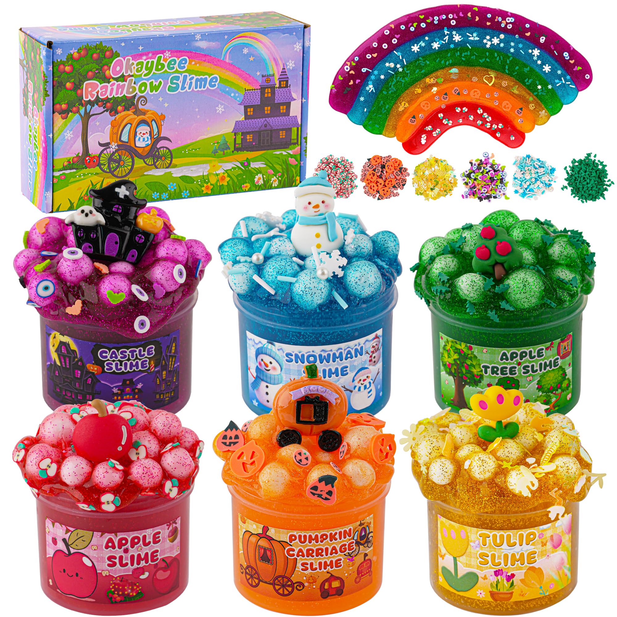 6 Pack Glitter Crunchy Slime Kit with Charms & Add-ins, Sensory Toys for Kids, Rainbow Slime Party Favors Gift-image-d0ef8842-017a-46be-a4b7-f59444890fa5-66177