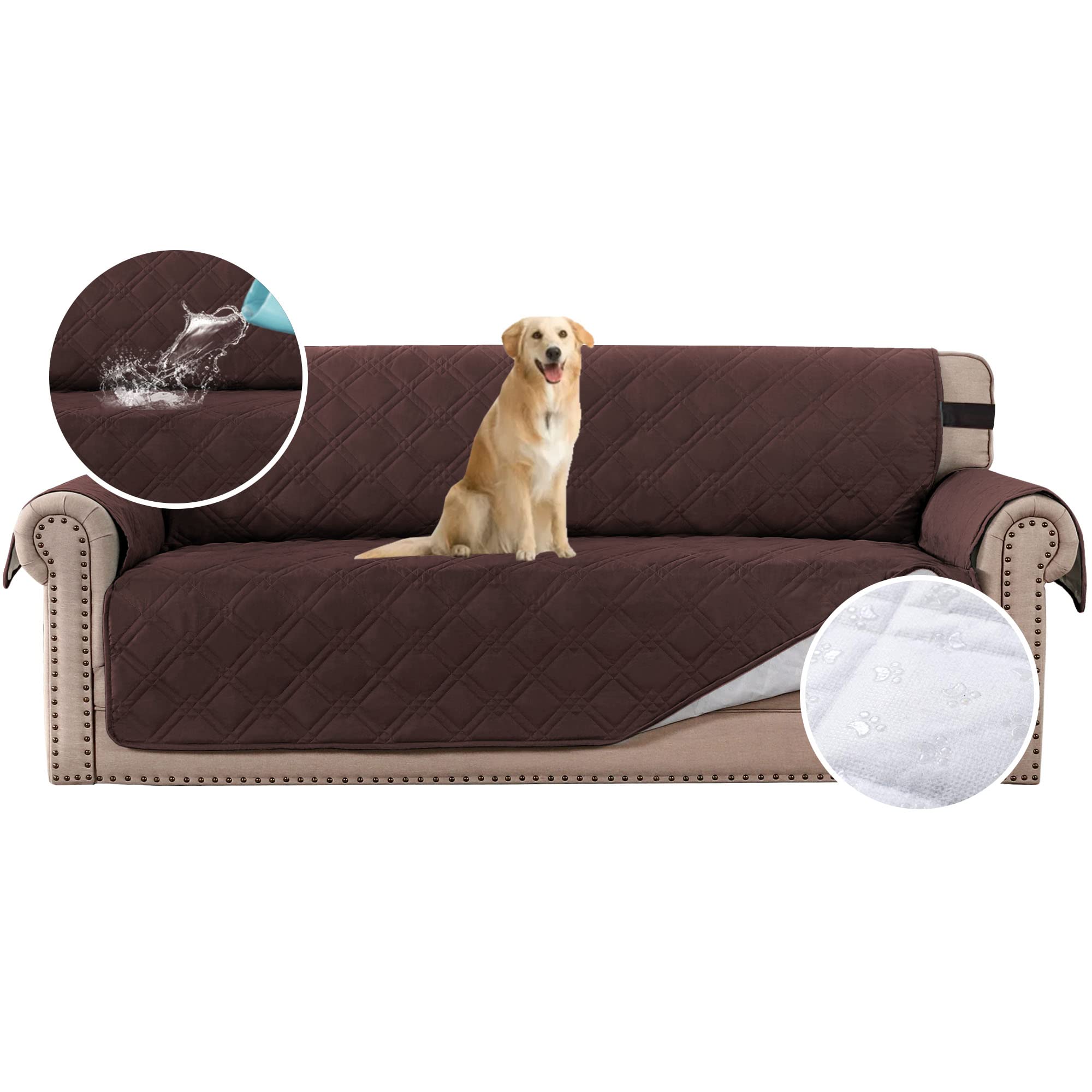Waterproof Quilted Sofa Cover - Brown Oversized 4 Seater-image-13936629-2776-4a77-8bdd-1d4594f33911-105715