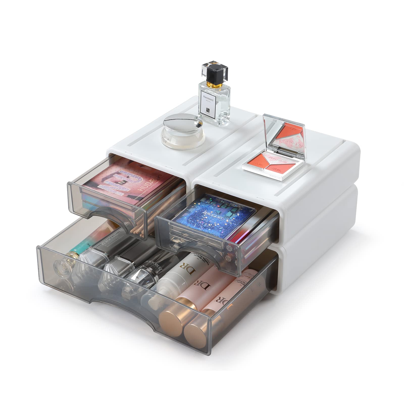 Stackable Desk Organiser Drawers - White 3 Mixed Drawers-image-316f2516-02a7-4283-af88-ed2708a96766-123468