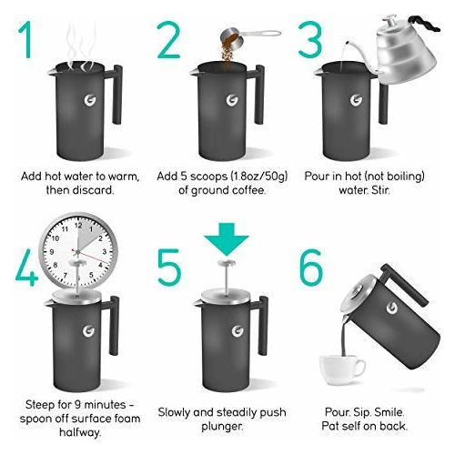 Coffee Gator Cafetiere Coffee Maker Less Sediment, Hotter-For