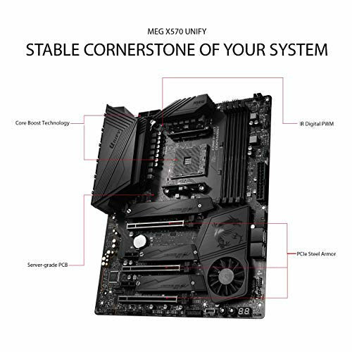 MSI MEG X570 UNIFY MSI MEG X570 UNIFY Motherboard ATX - Supports AMD Ryzen 2nd and