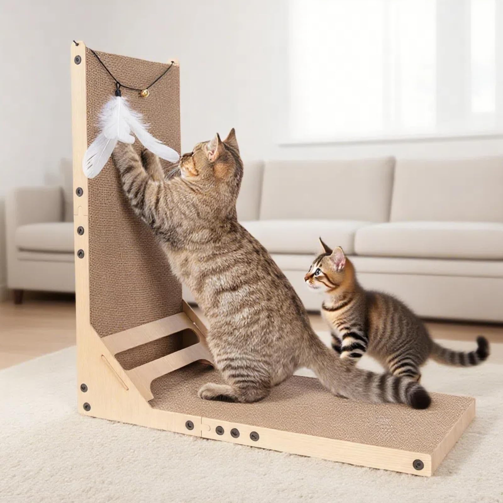 Cat Scratcher L Shaped with Ball Toy - White New L Shape-image-a7df2cfb-5f4e-4452-b7dc-e9cdf9ab4133-94551