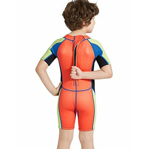 FEESHOW Boys Girls One-piece Swimsuit Kids Short Sleeve - View #7