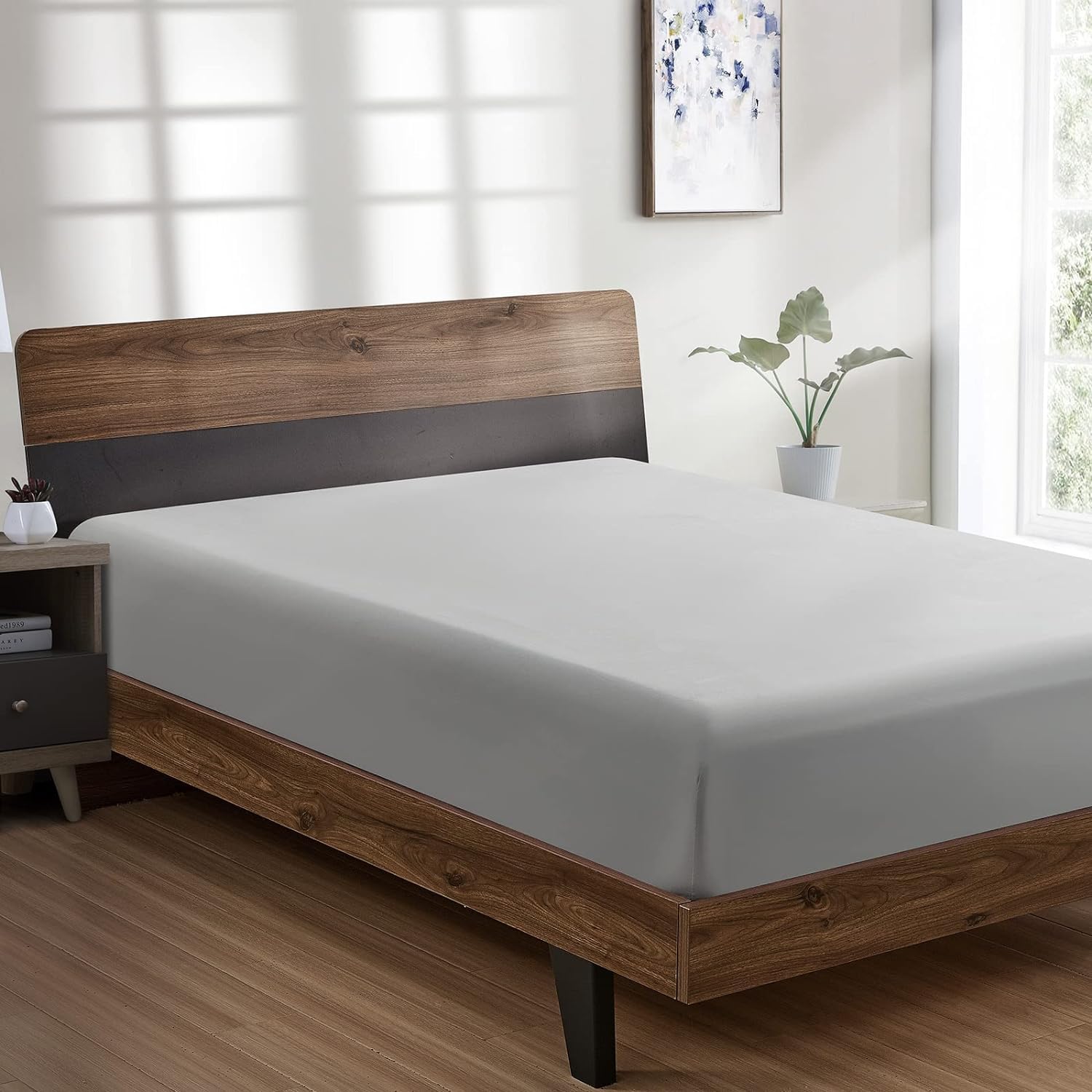 Deep Fitted Sheet Polycotton Plain Dyed Bedsheets Bedding 25 CM King-image-80115b22-31e2-4f36-accf-e407d3ec261c-56854