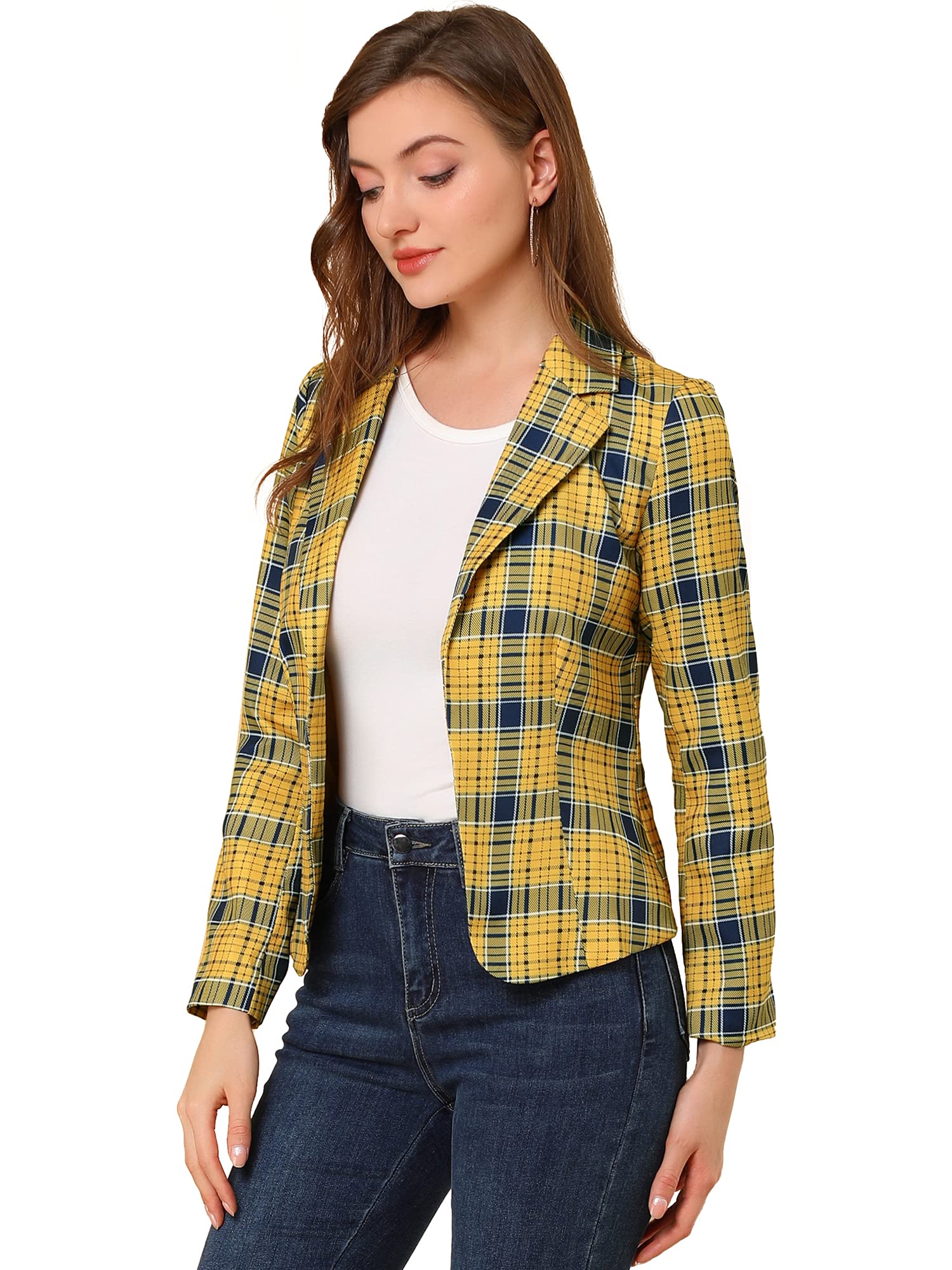 Women's Suede Checked Blazer - Yellow Plaid XXL-image-9ea10341-6393-4e72-8008-01b291a2d0f4-115930