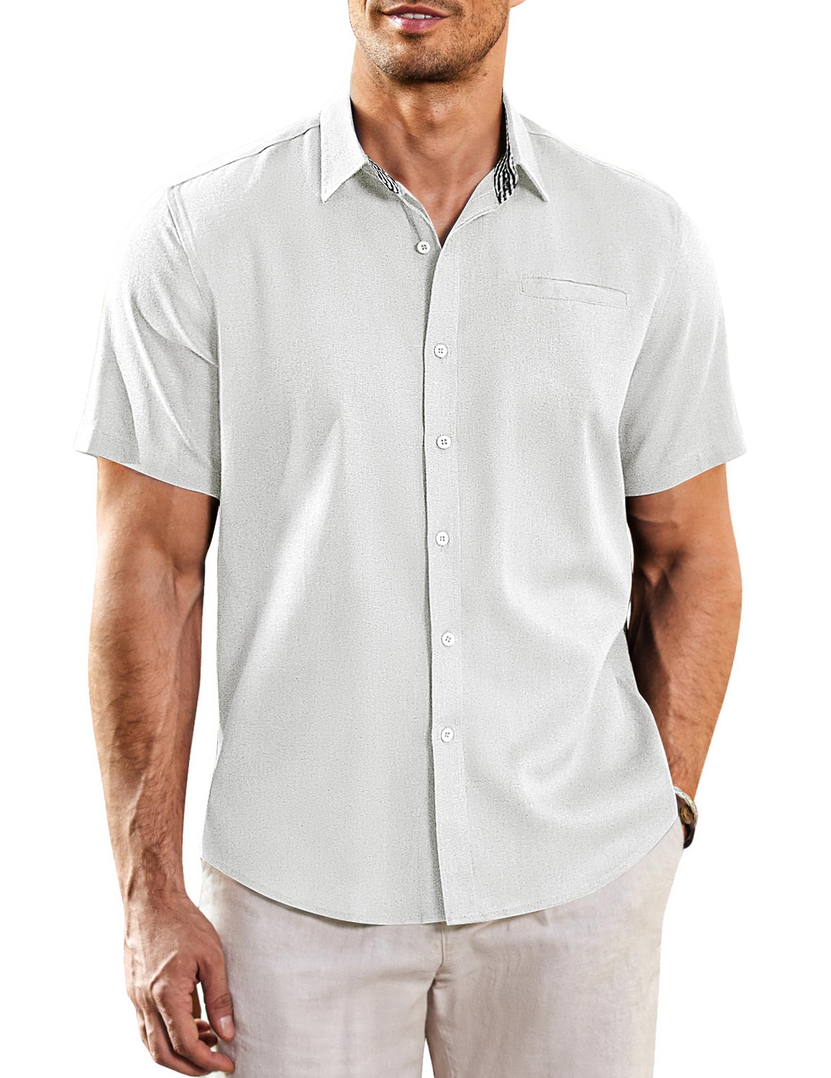 Men's Casual Linen Short Sleeve Shirt - Tropical Holiday Beachwear - XXL-image-62c09e65-450d-4cd0-92c2-d1c2eee6856d-68112